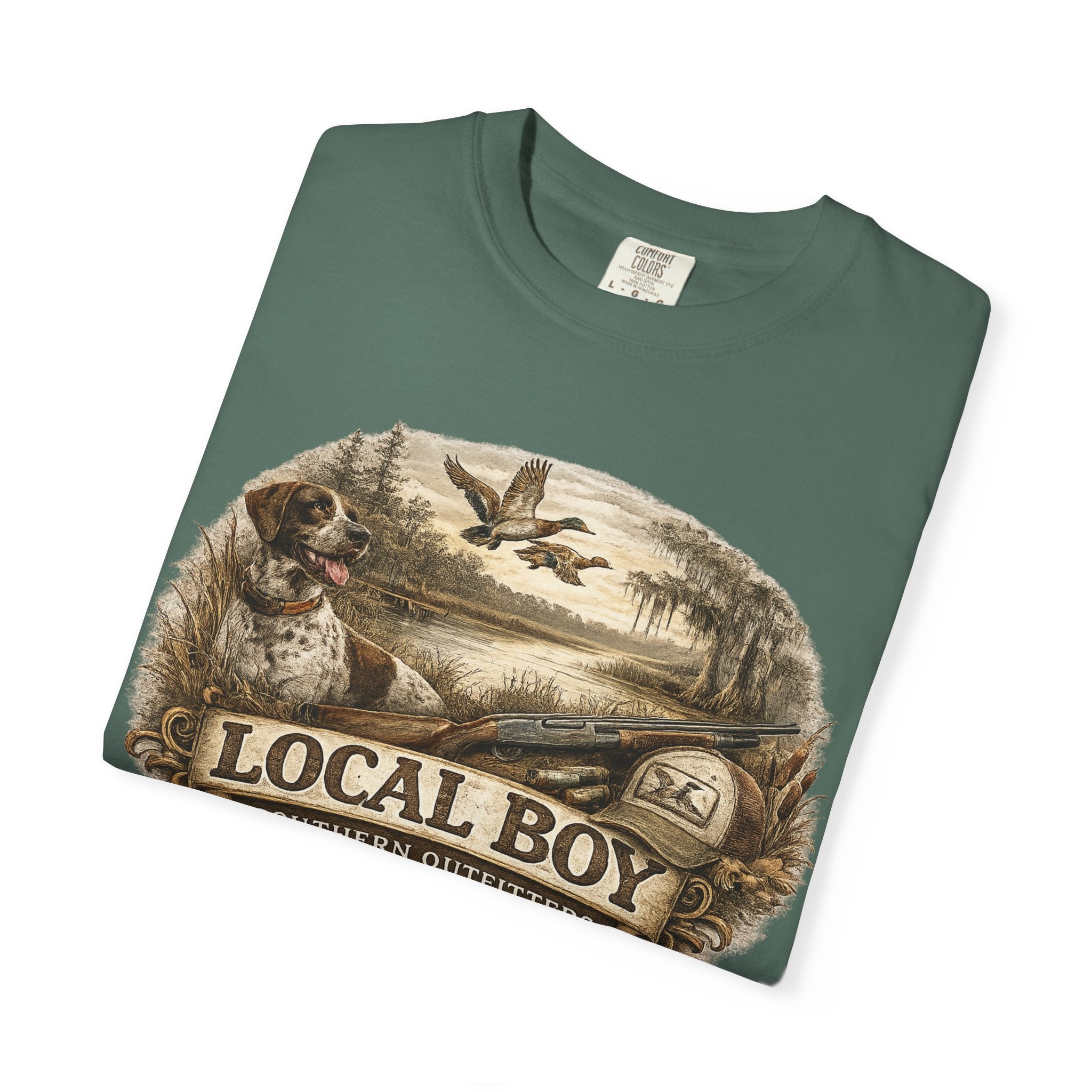 Local Boy Outdoor T‑Shirt — Vintage Hunting & Fishing Graphic