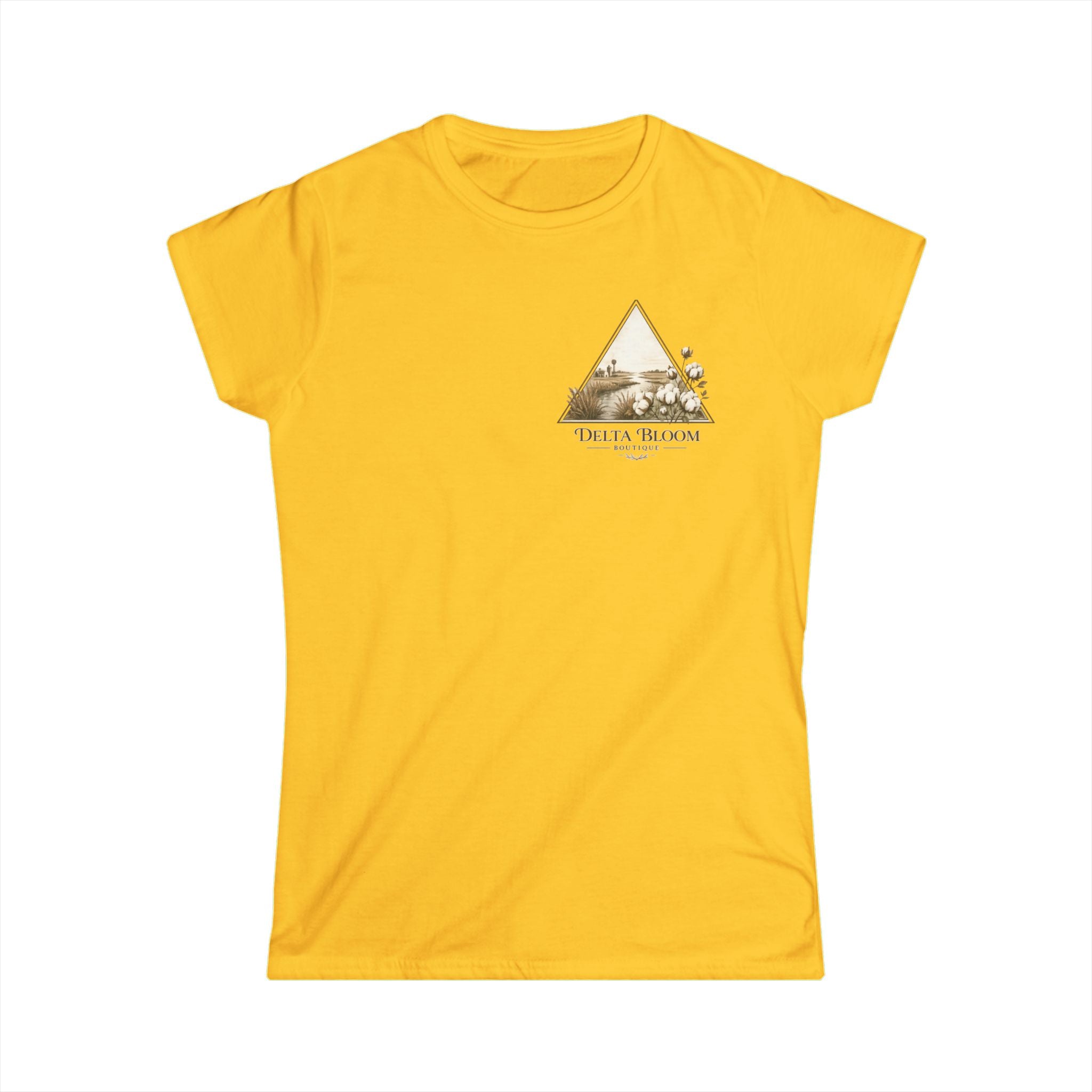 Delta Bloom Boutique Tee — Floral Triangle Logo Women's Tee