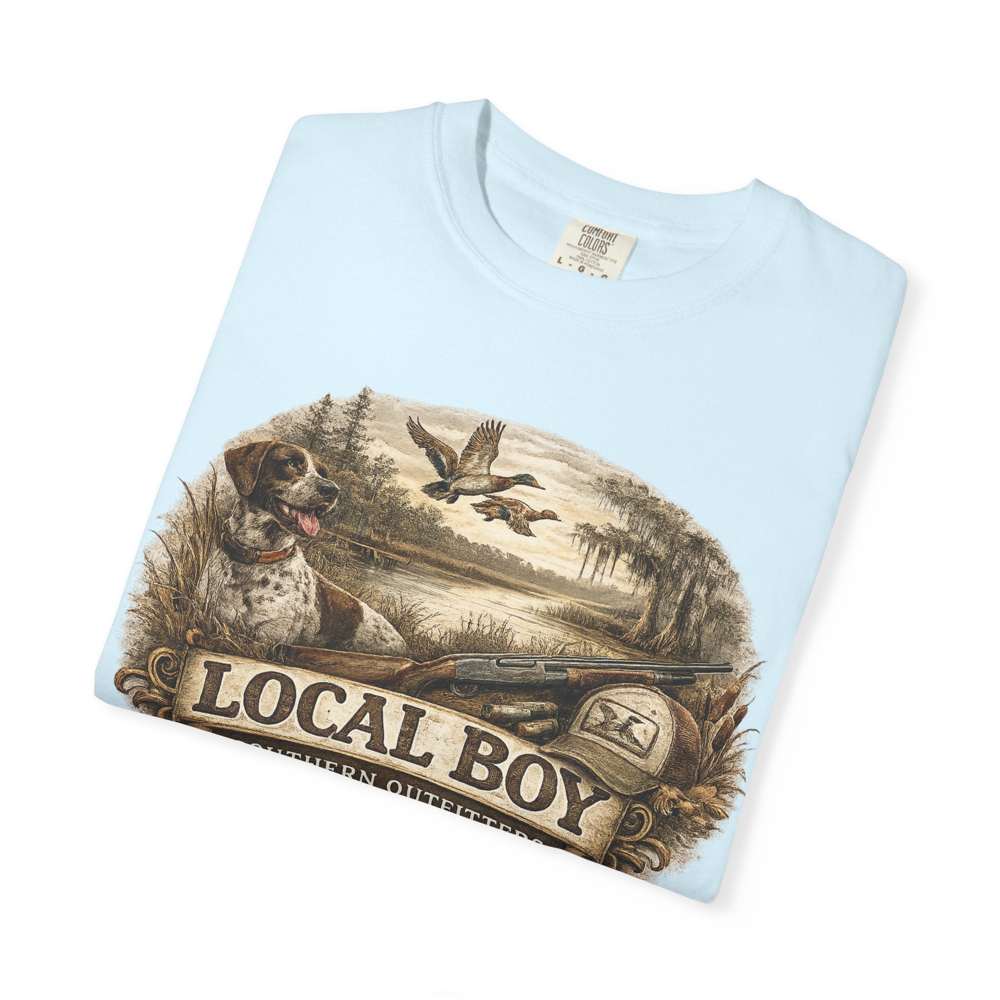 Local Boy Outdoor T‑Shirt — Vintage Hunting & Fishing Graphic