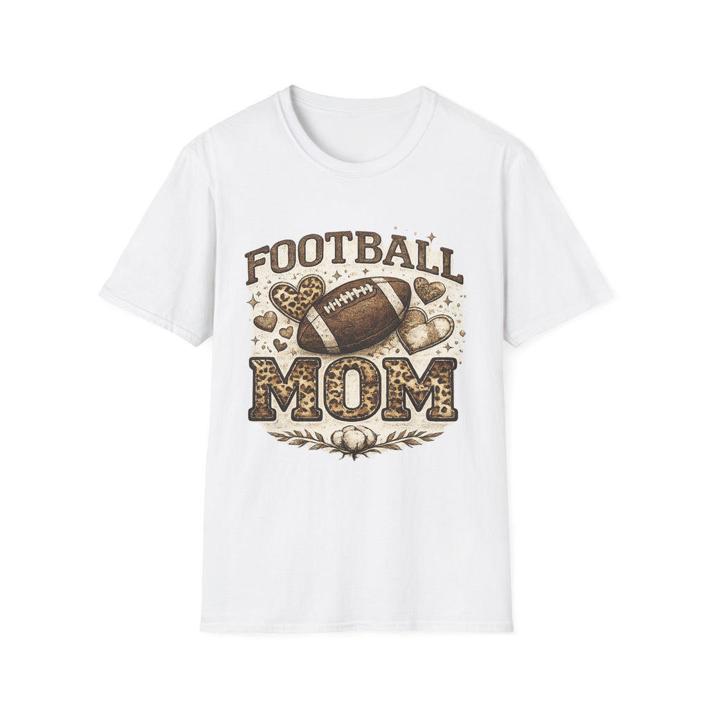Football Mom T-Shirt — Leopard Heart Football Design