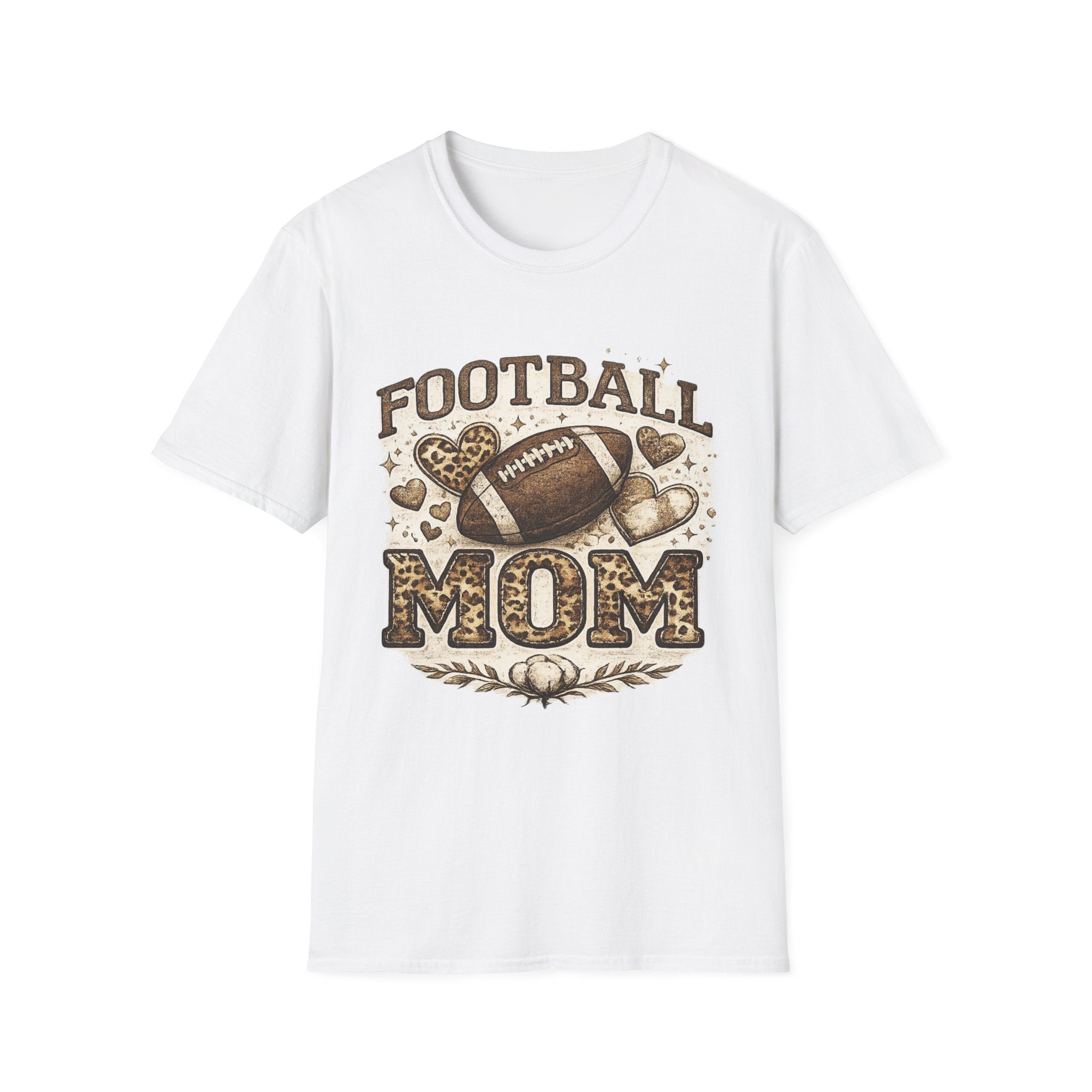 Football Mom T-Shirt — Leopard Heart Football Design
