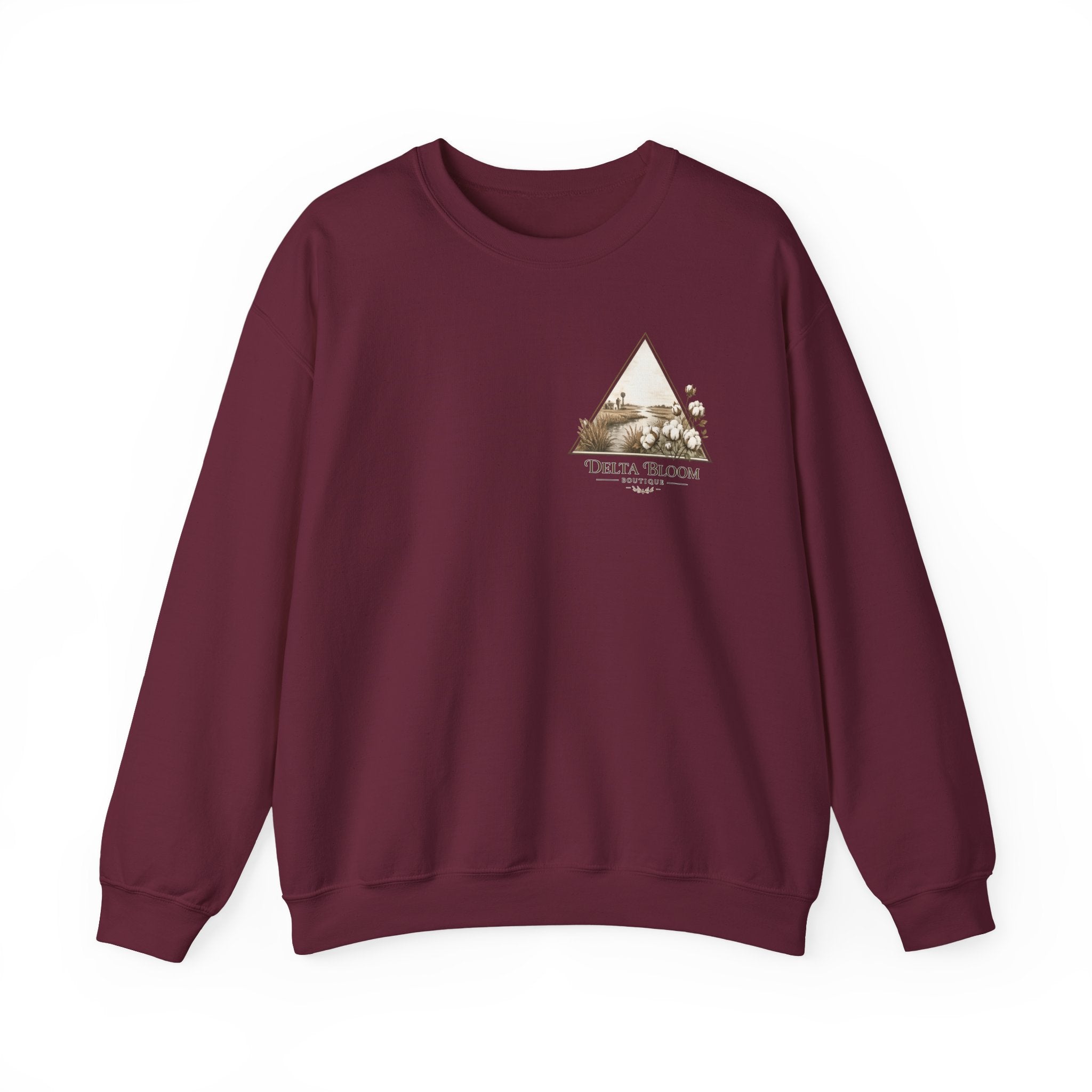 Delta Bloom Crewneck Sweatshirt — Botanical Triangle Graphic