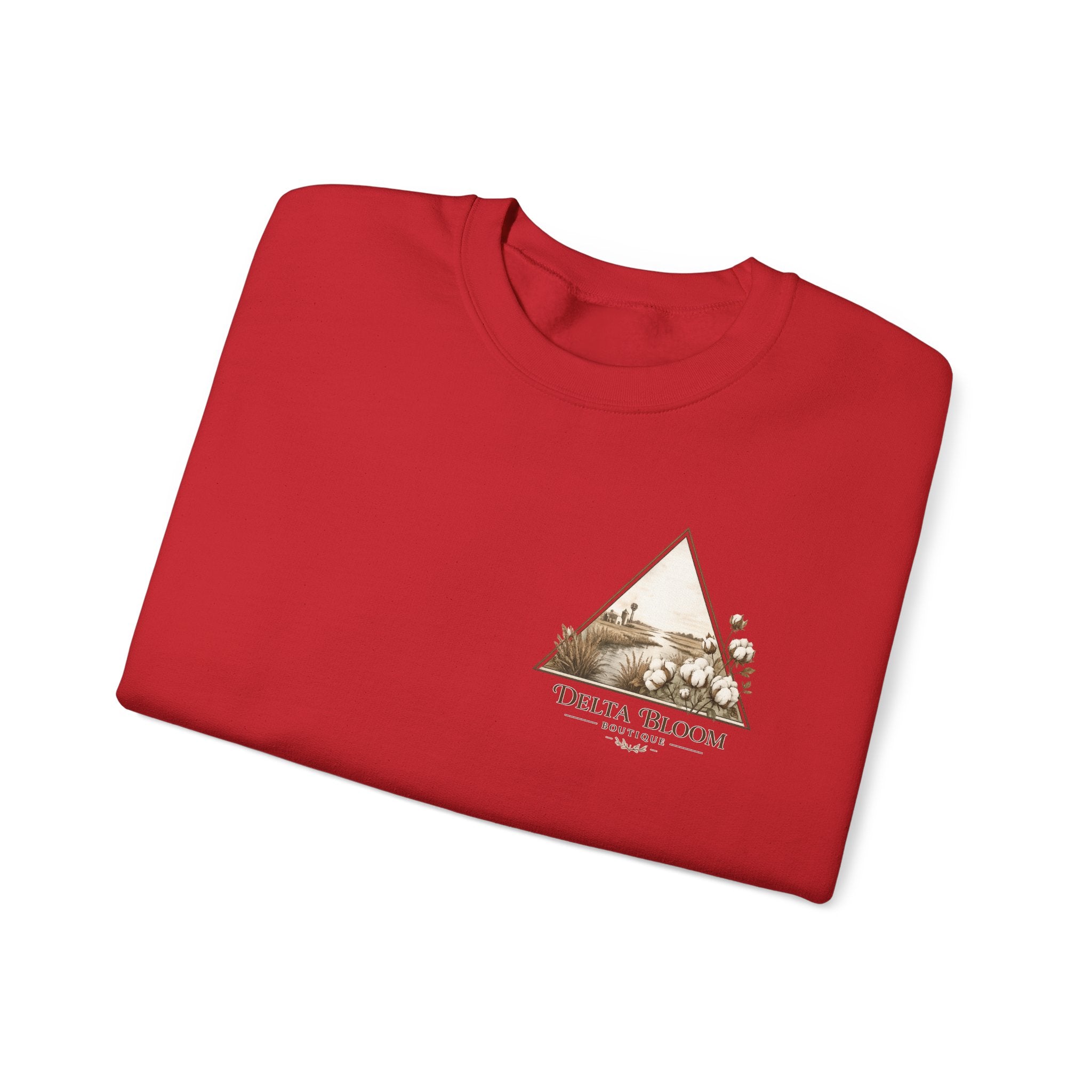 Delta Bloom Crewneck Sweatshirt — Botanical Triangle Graphic
