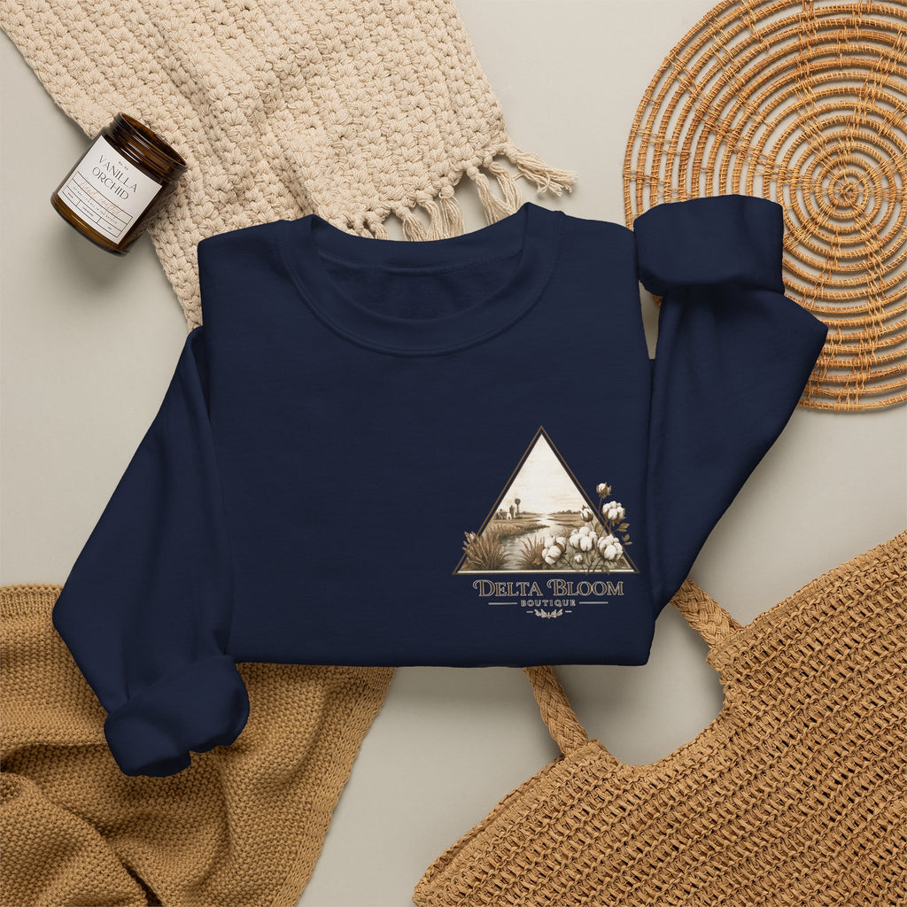 Delta Bloom Crewneck Sweatshirt — Botanical Triangle Graphic