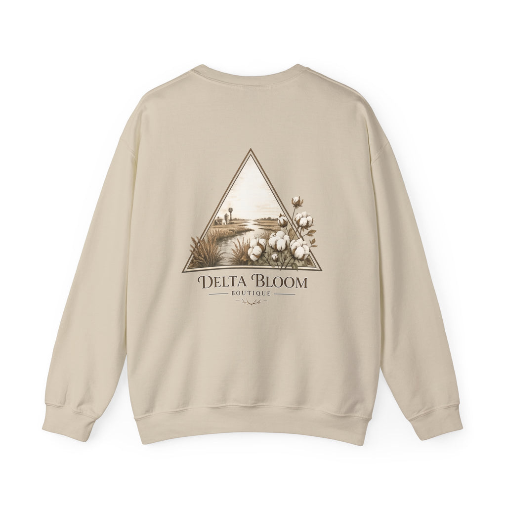 Delta Bloom Crewneck Sweatshirt — Botanical Triangle Graphic