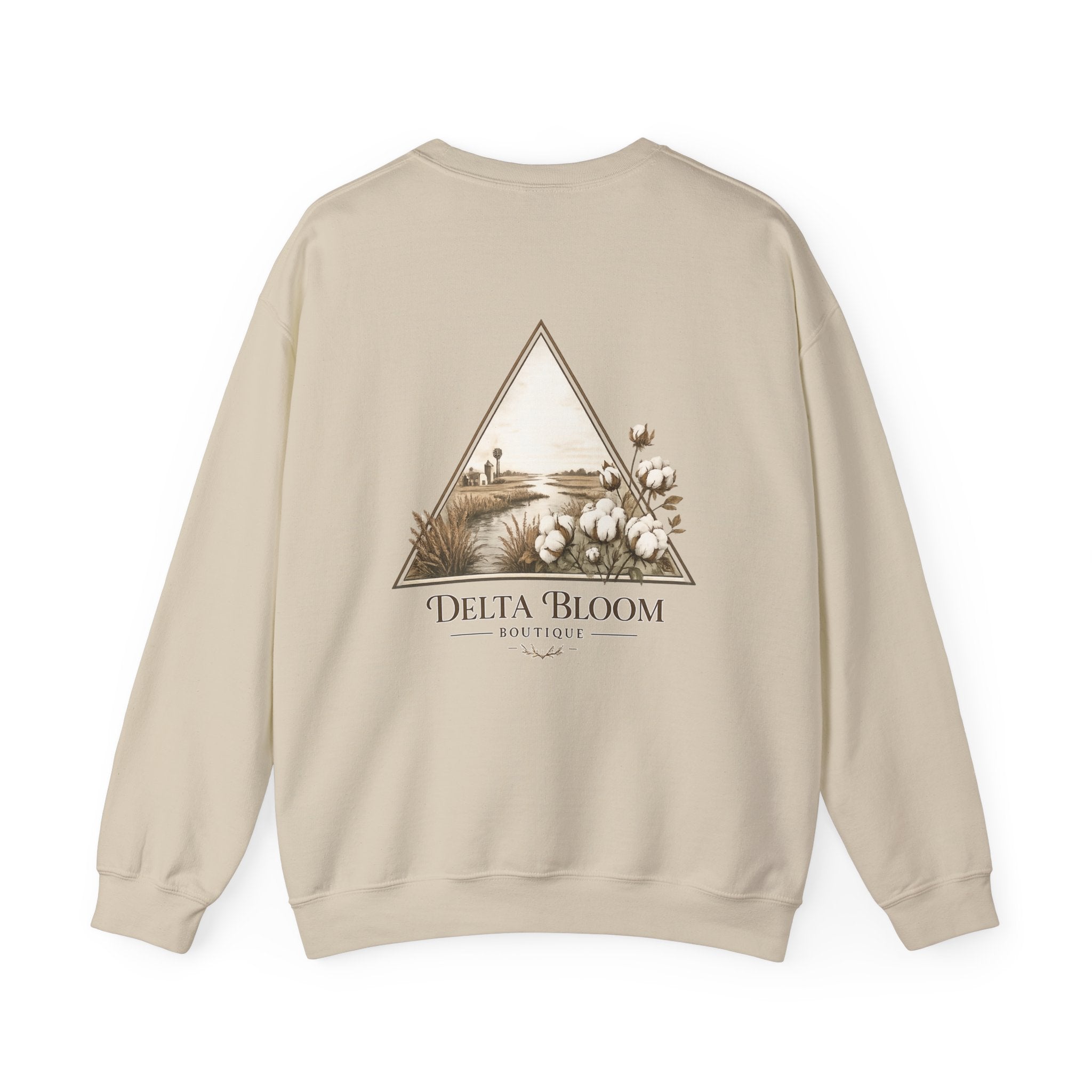Delta Bloom Crewneck Sweatshirt — Botanical Triangle Graphic