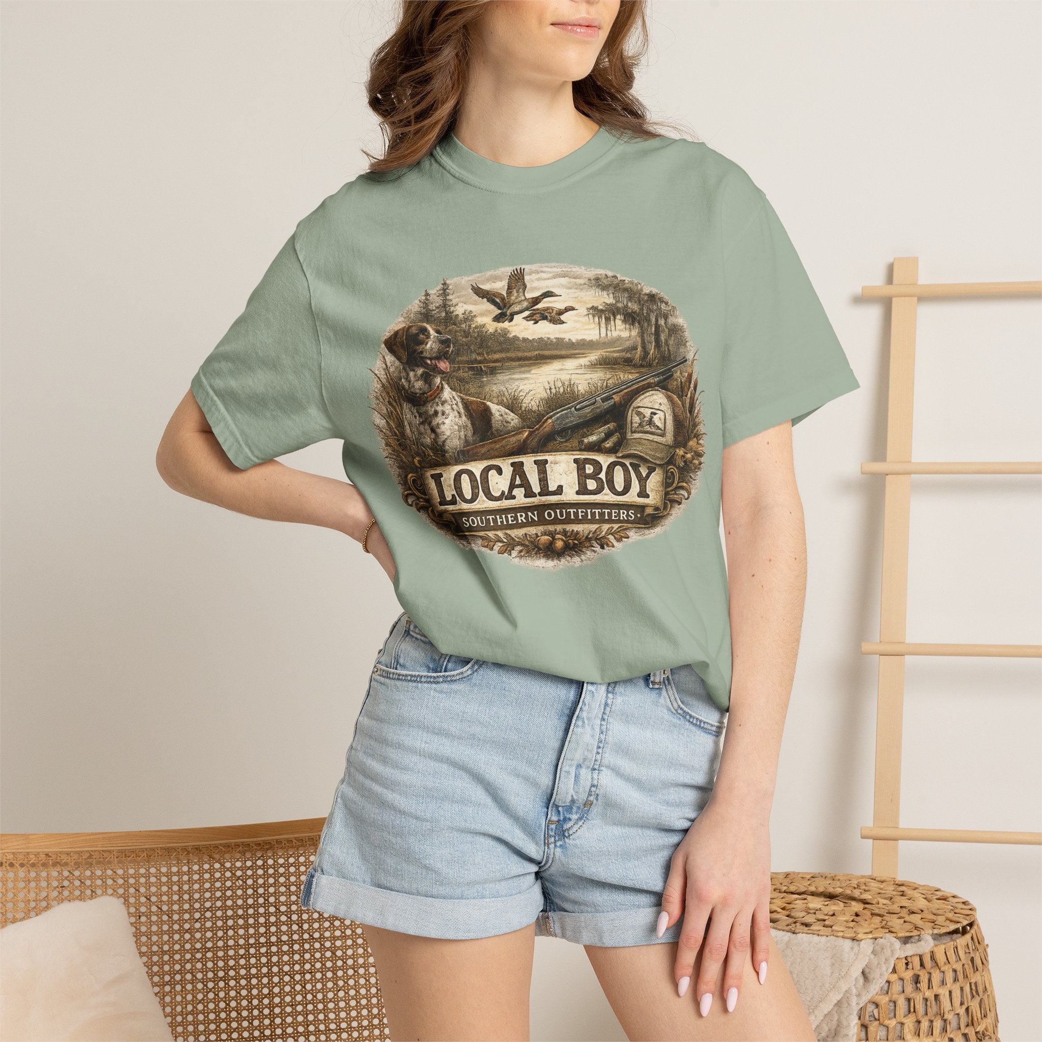 Local Boy Outdoor T‑Shirt — Vintage Hunting & Fishing Graphic