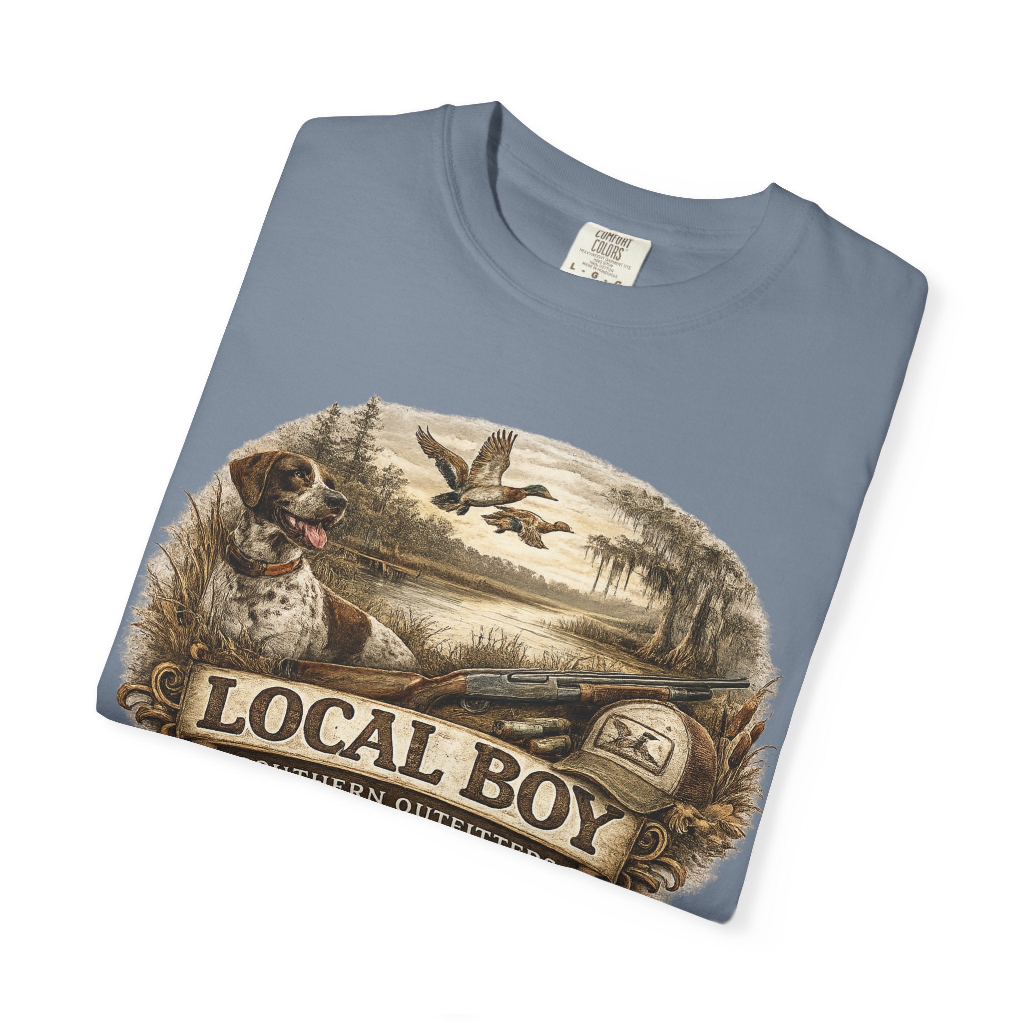 Local Boy Outdoor T‑Shirt — Vintage Hunting & Fishing Graphic