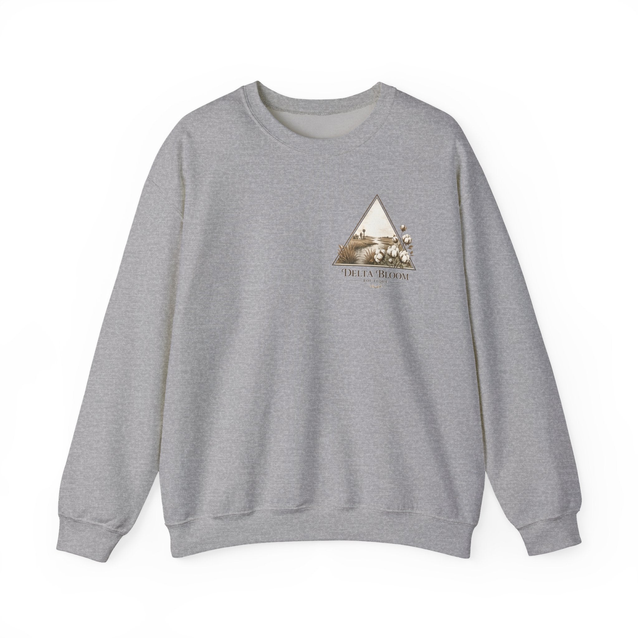 Delta Bloom Crewneck Sweatshirt — Botanical Triangle Graphic