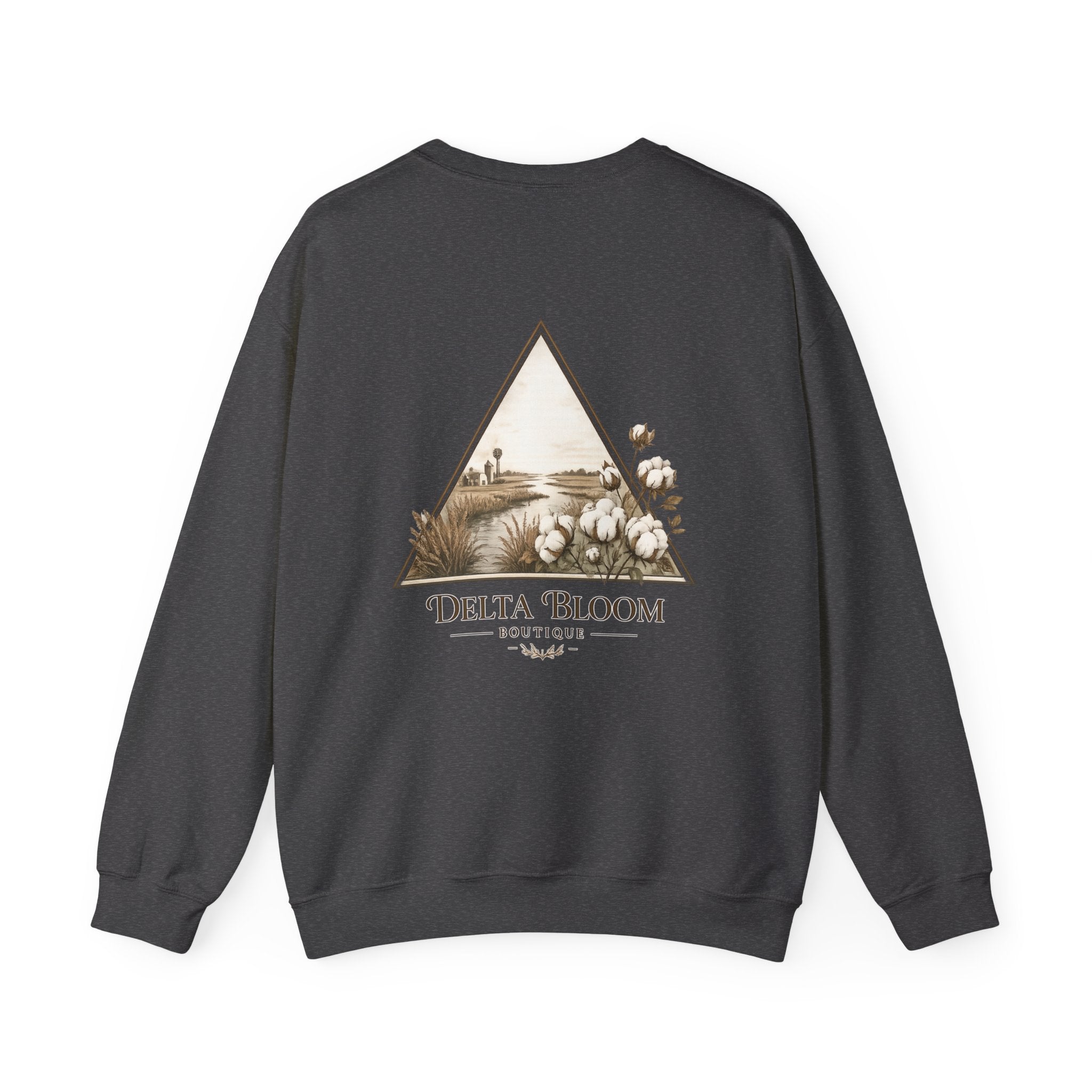 Delta Bloom Crewneck Sweatshirt — Botanical Triangle Graphic