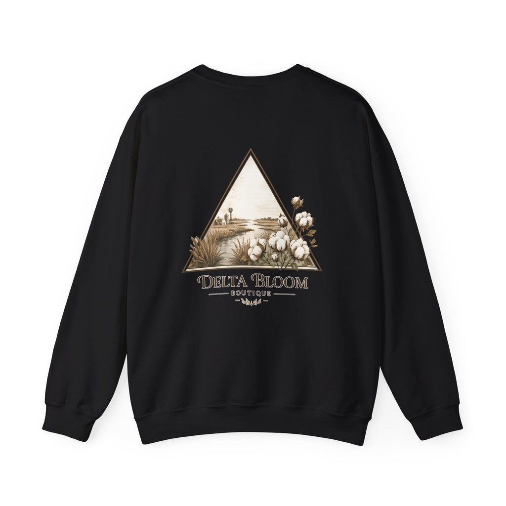 Delta Bloom Crewneck Sweatshirt — Botanical Triangle Graphic