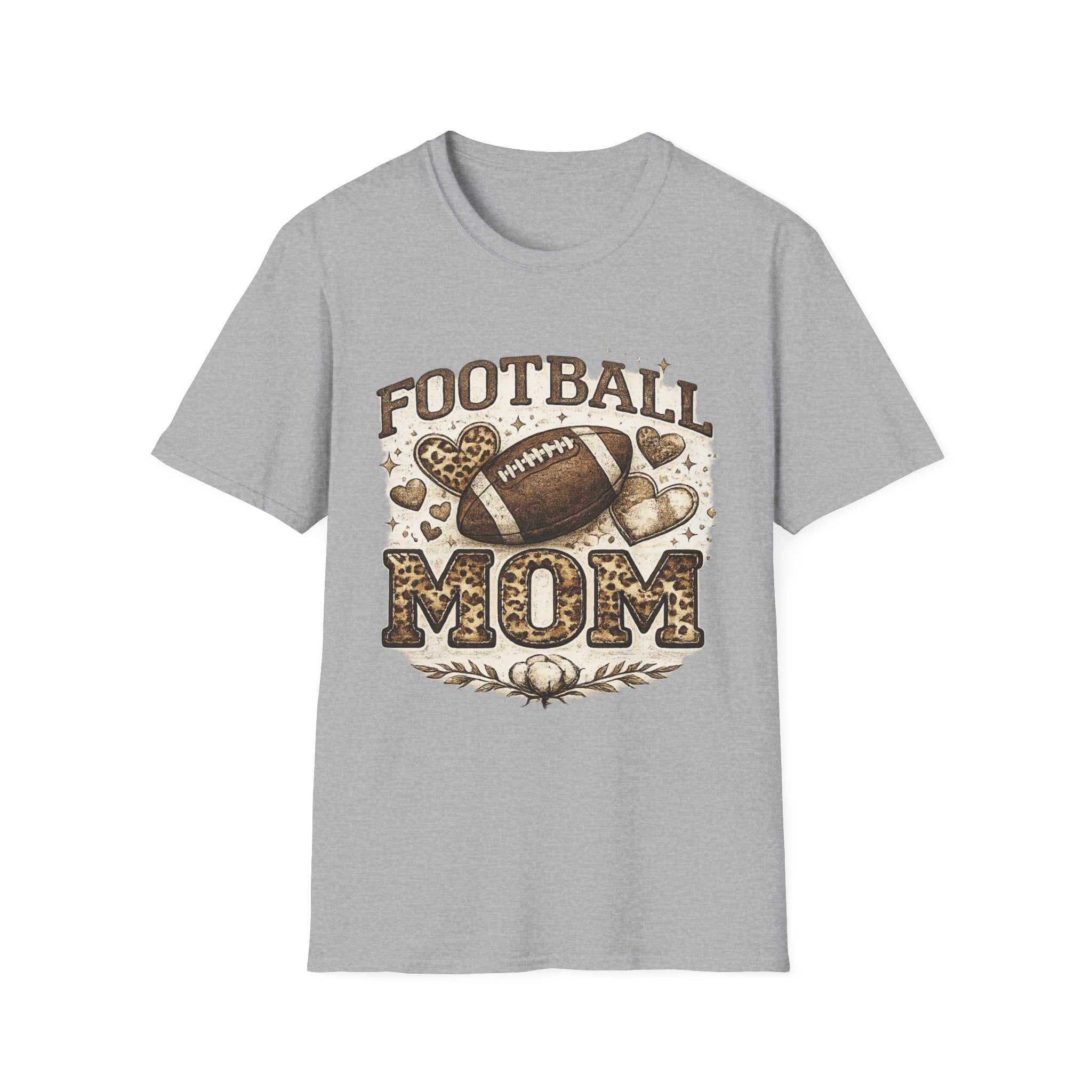 Football Mom T-Shirt — Leopard Heart Football Design