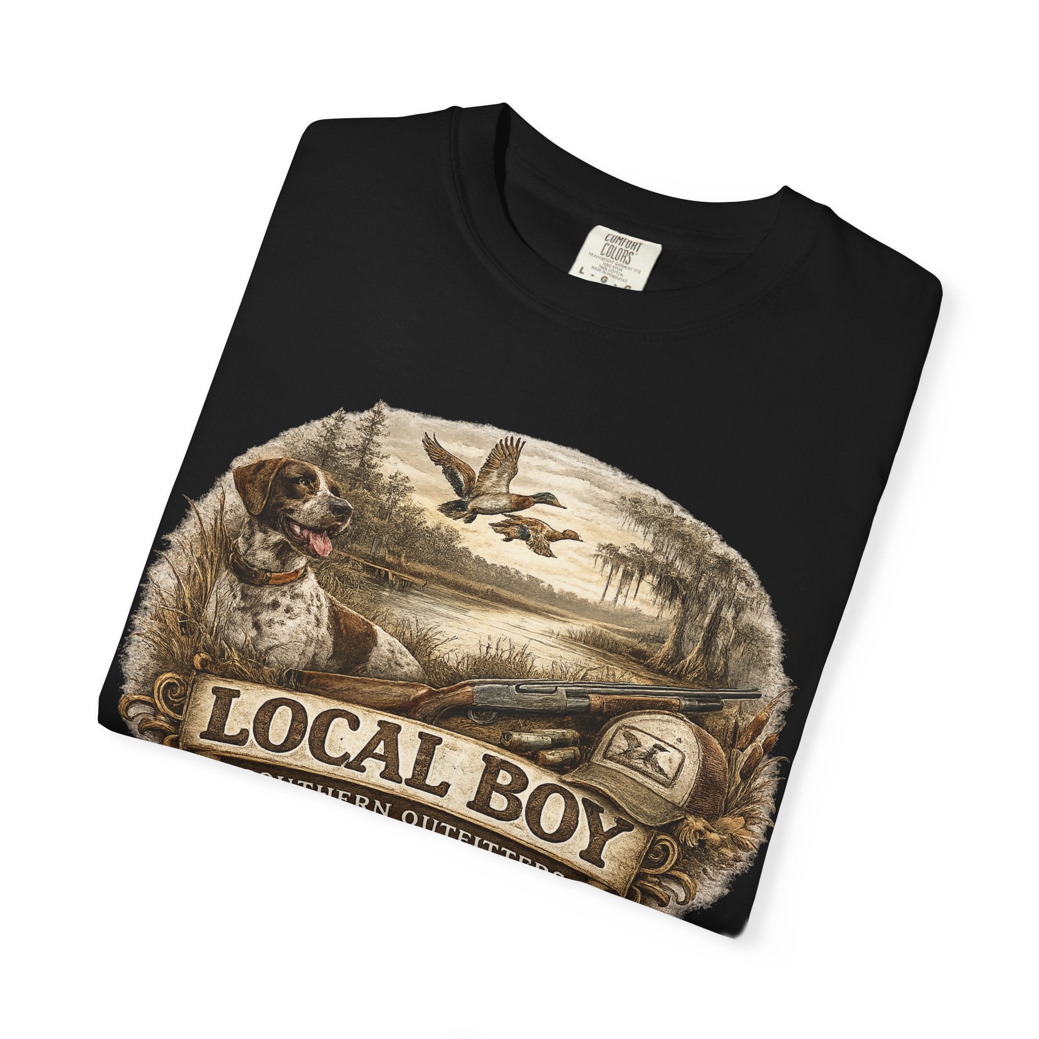 Local Boy Outdoor T‑Shirt — Vintage Hunting & Fishing Graphic