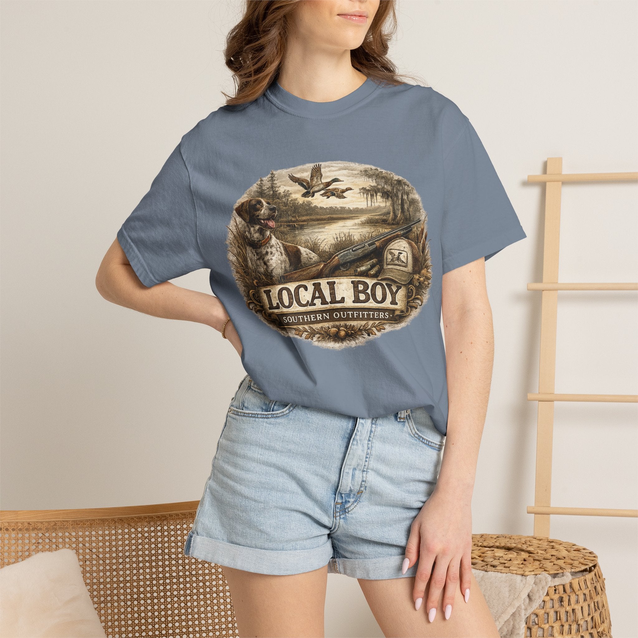 Local Boy Outdoor T‑Shirt — Vintage Hunting & Fishing Graphic