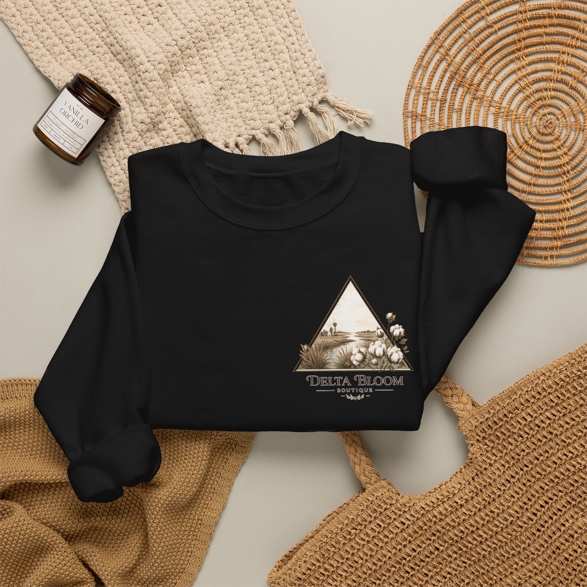 Delta Bloom Crewneck Sweatshirt — Botanical Triangle Graphic