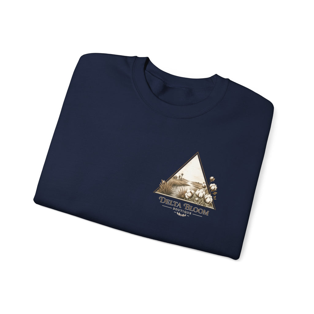 Delta Bloom Crewneck Sweatshirt — Botanical Triangle Graphic