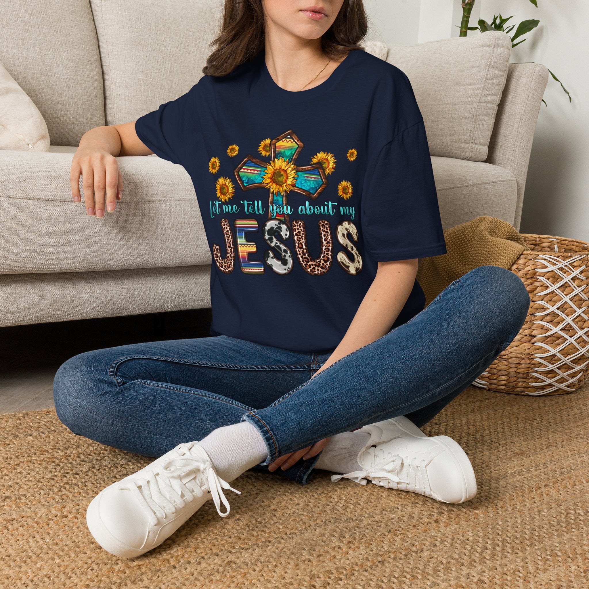 Jesus Sunflower Cross T-Shirt — It’s Me Tell You About My Jesus Graphic Tee