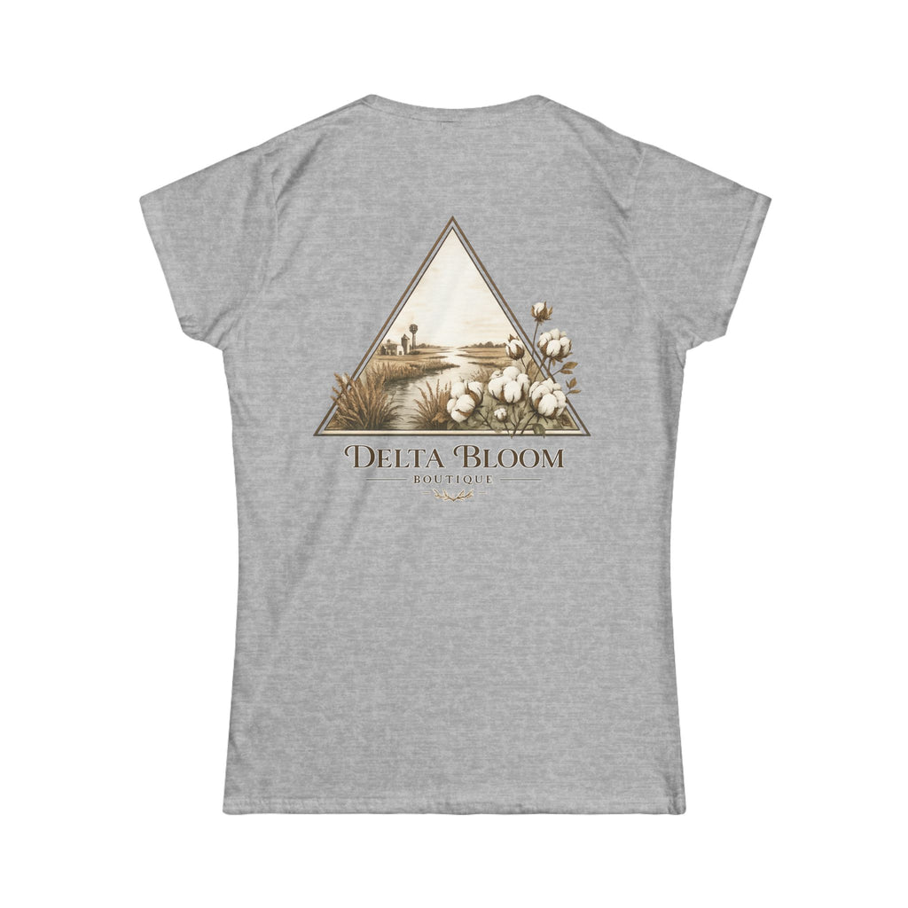 Delta Bloom Boutique Tee — Floral Triangle Logo Women's Tee