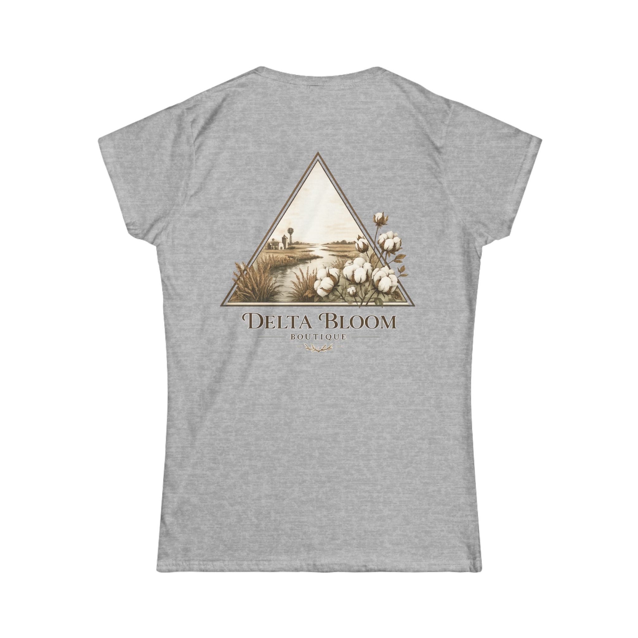 Delta Bloom Boutique Tee — Floral Triangle Logo Women's Tee