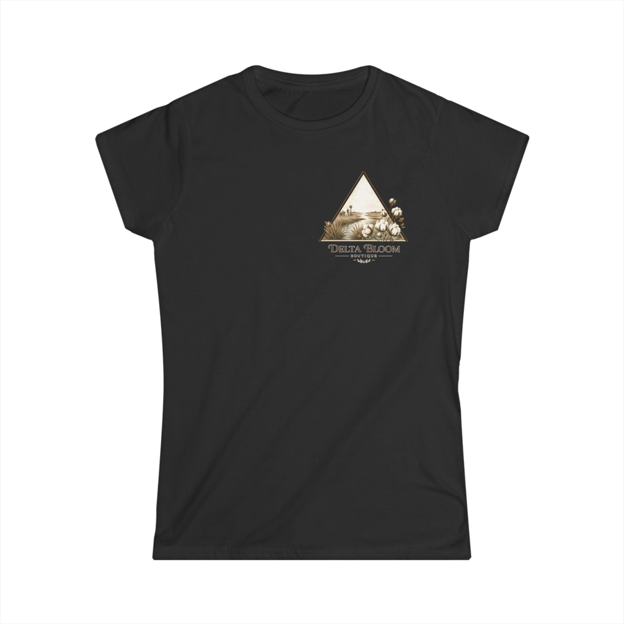 Delta Bloom Boutique Tee — Floral Triangle Logo Women's Tee