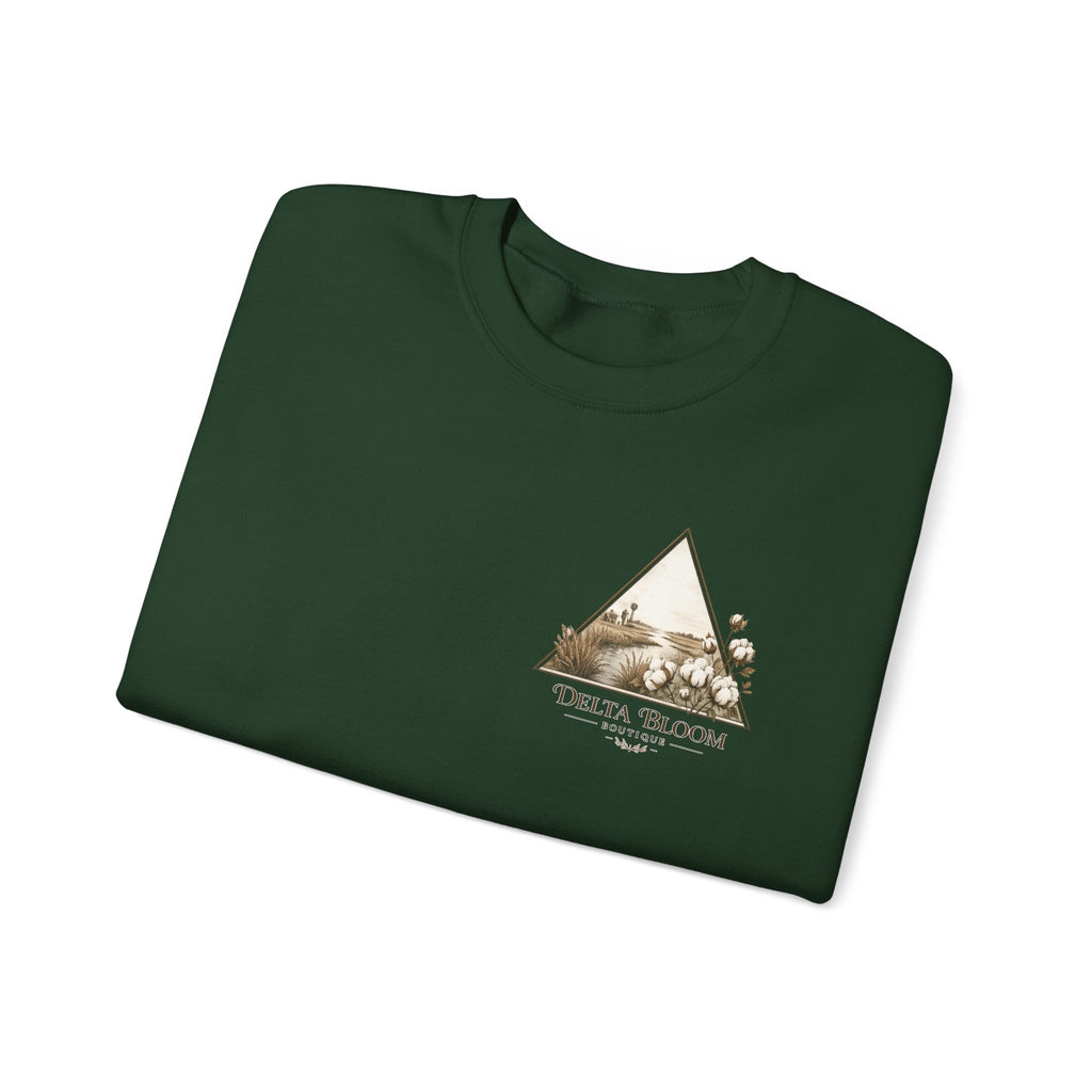 Delta Bloom Crewneck Sweatshirt — Botanical Triangle Graphic