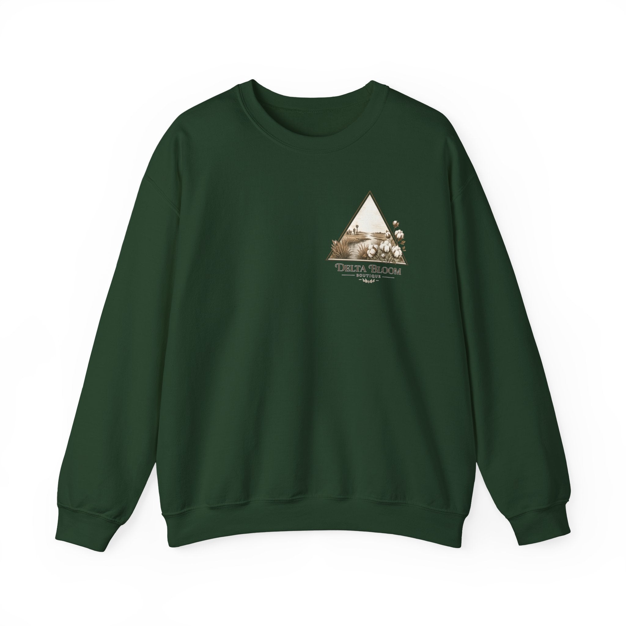 Delta Bloom Crewneck Sweatshirt — Botanical Triangle Graphic
