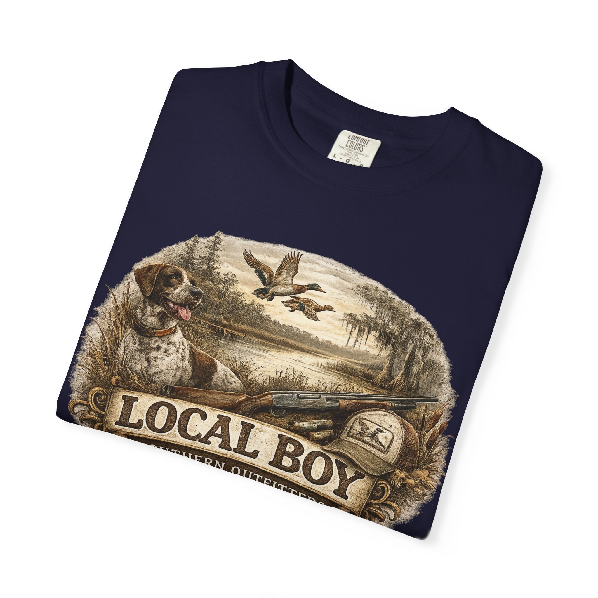 Local Boy Outdoor T‑Shirt — Vintage Hunting & Fishing Graphic