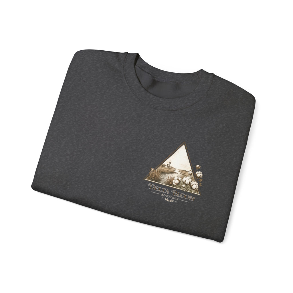 Delta Bloom Crewneck Sweatshirt — Botanical Triangle Graphic