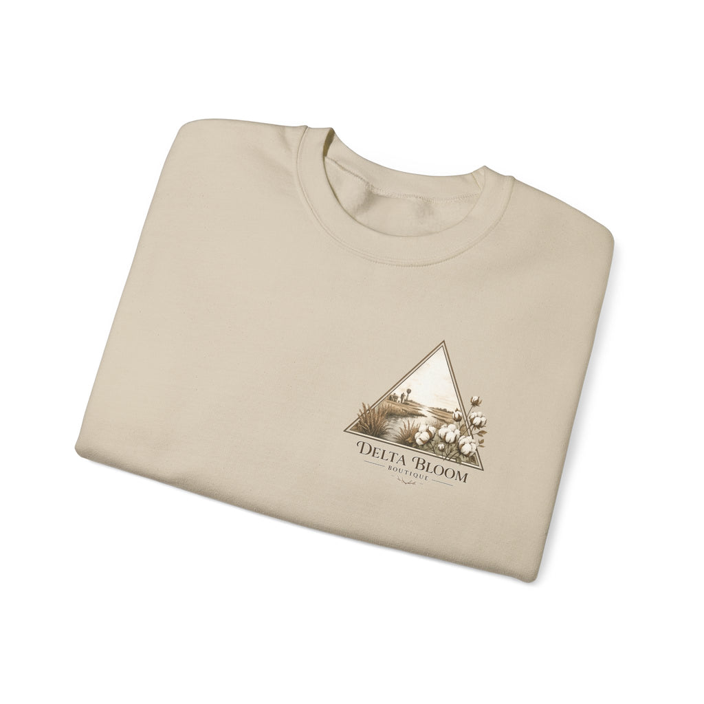 Delta Bloom Crewneck Sweatshirt — Botanical Triangle Graphic