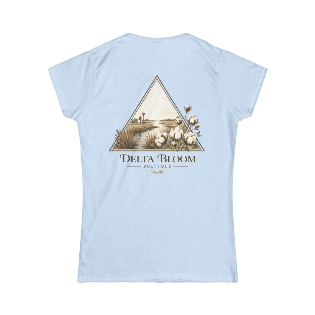 Delta Bloom Boutique Tee — Floral Triangle Logo Women's Tee