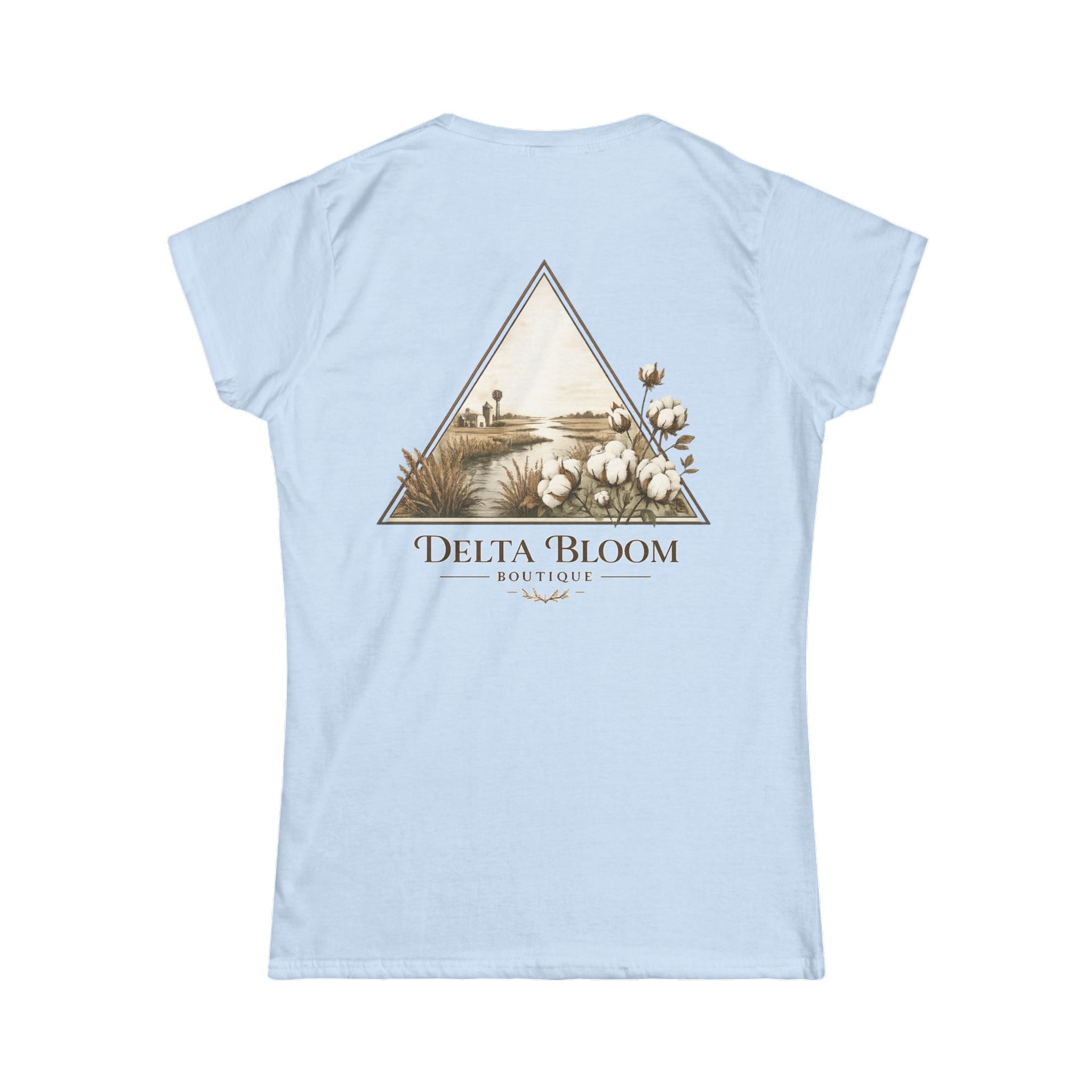 Delta Bloom Boutique Tee — Floral Triangle Logo Women's Tee