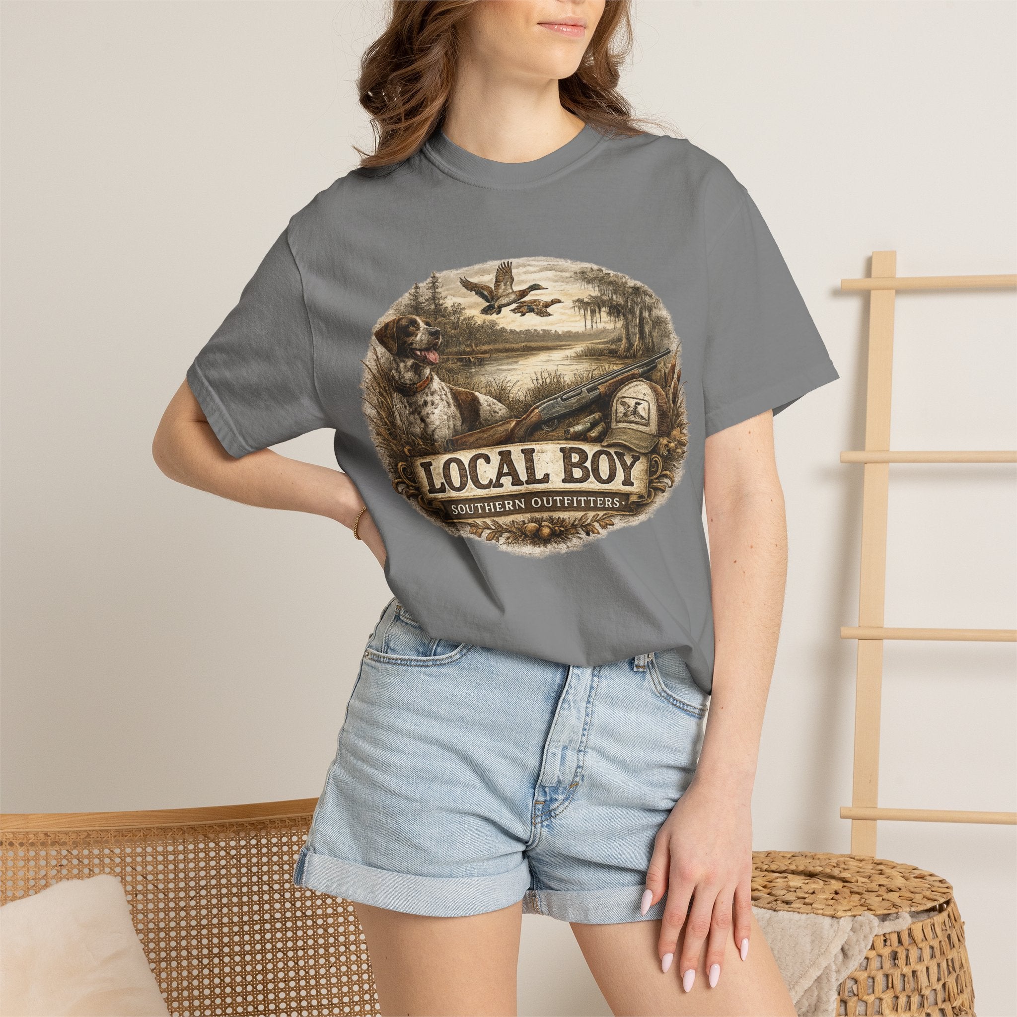Local Boy Outdoor T‑Shirt — Vintage Hunting & Fishing Graphic