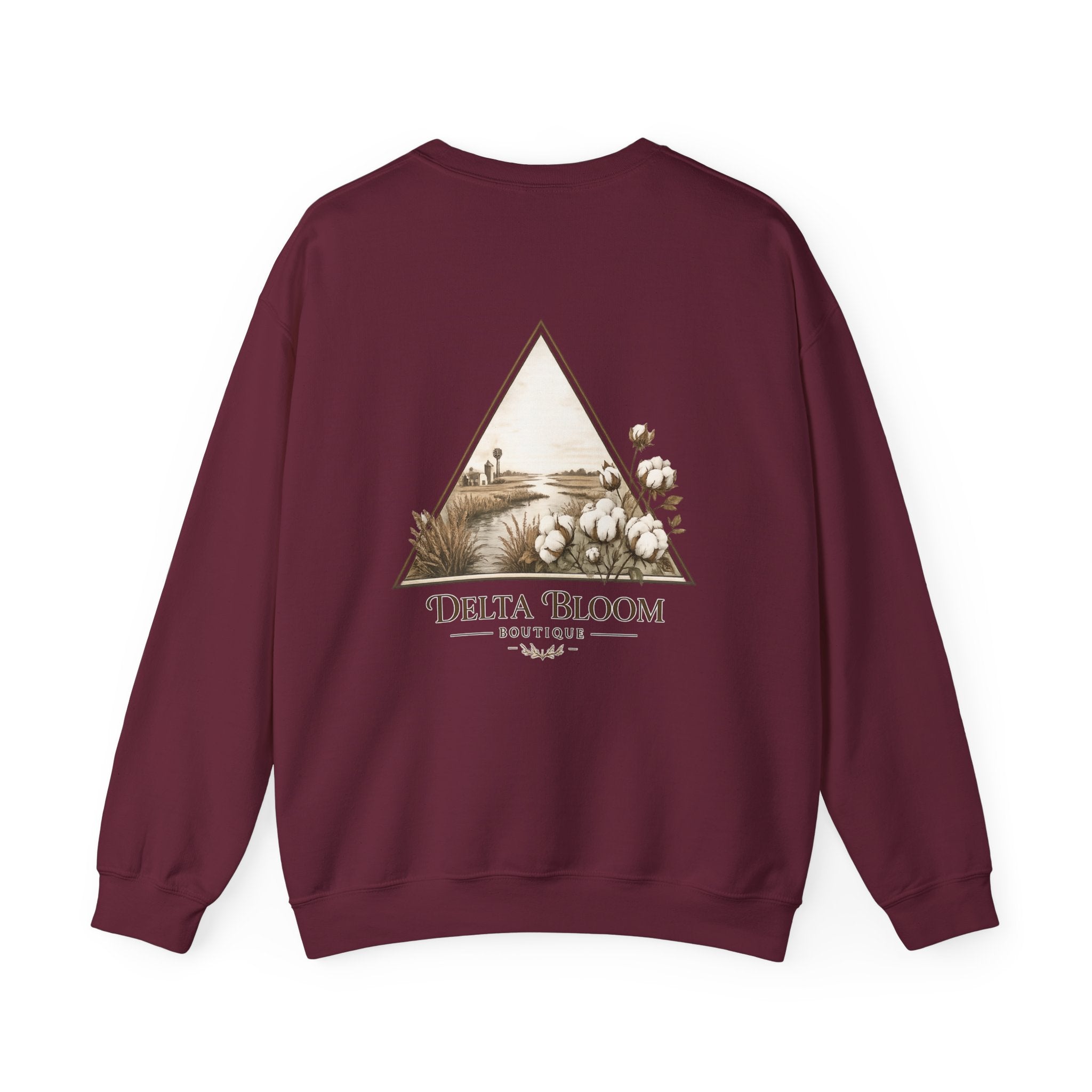 Delta Bloom Crewneck Sweatshirt — Botanical Triangle Graphic