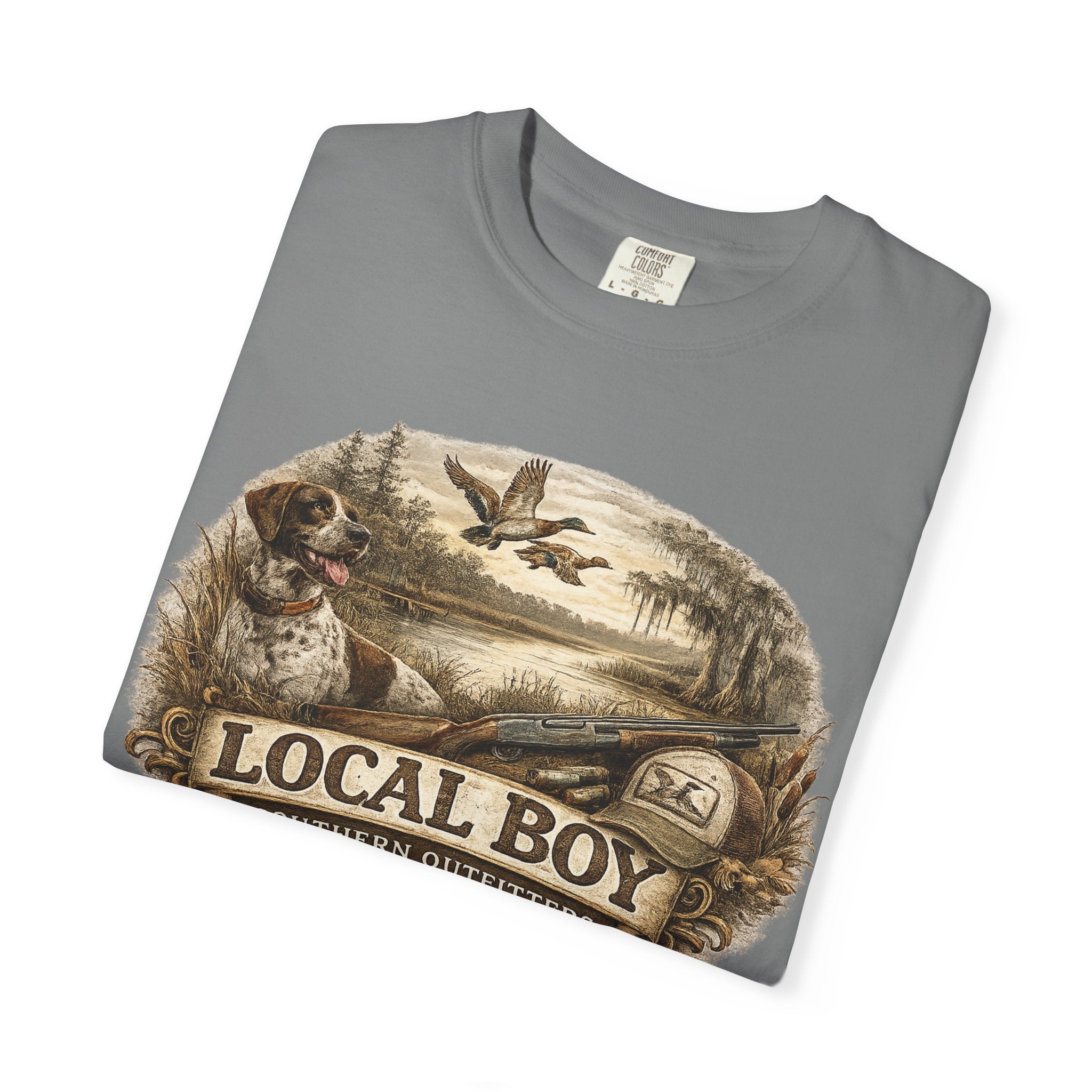 Local Boy Outdoor T‑Shirt — Vintage Hunting & Fishing Graphic
