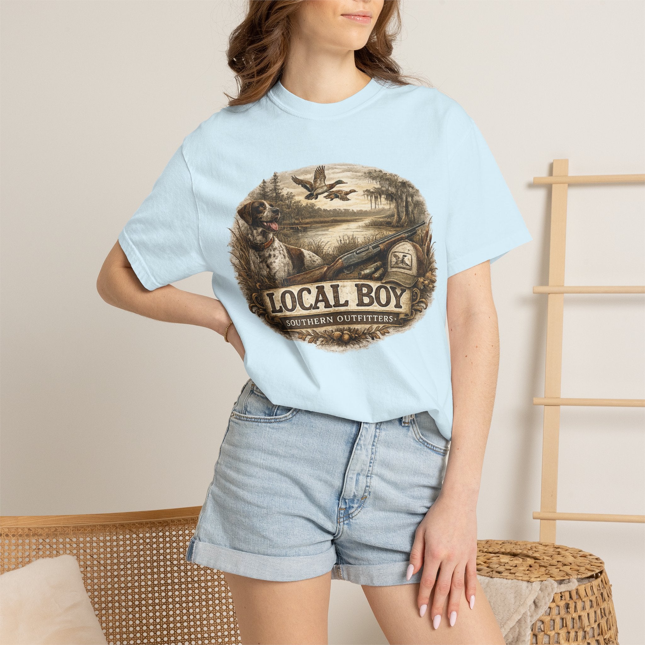 Local Boy Outdoor T‑Shirt — Vintage Hunting & Fishing Graphic