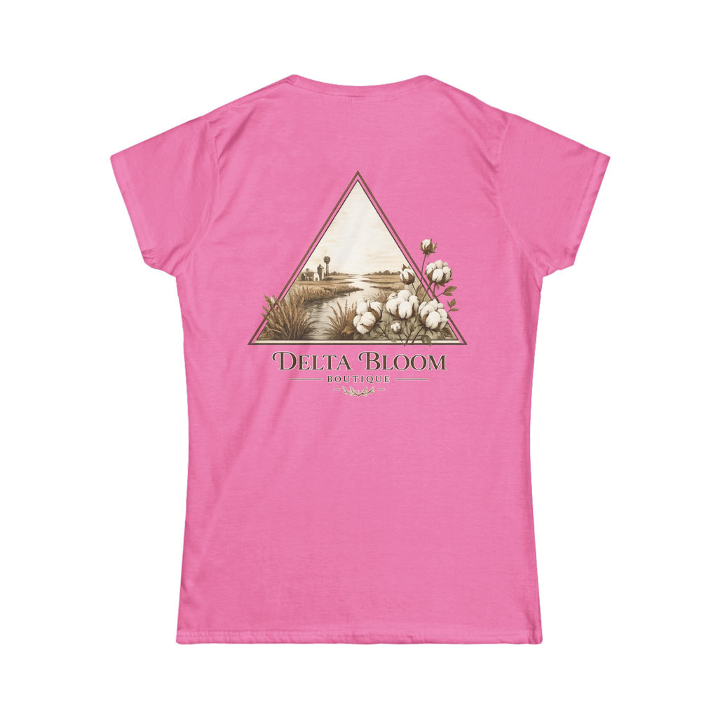 Delta Bloom Boutique Tee — Floral Triangle Logo Women's Tee