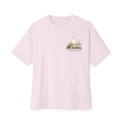 Delta Bloom Boutique Tee — Floral Triangle Logo Oversized T‑Shirt