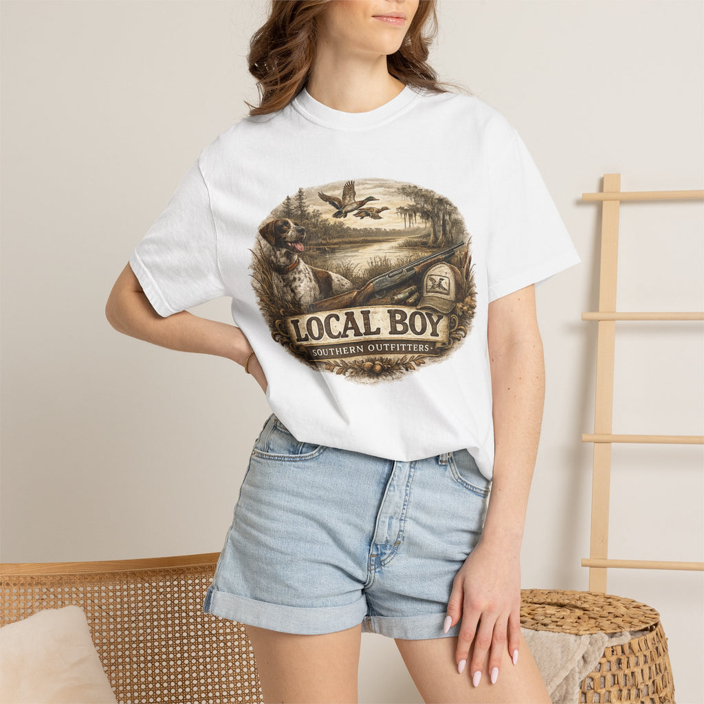 Local Boy Outdoor T‑Shirt — Vintage Hunting & Fishing Graphic