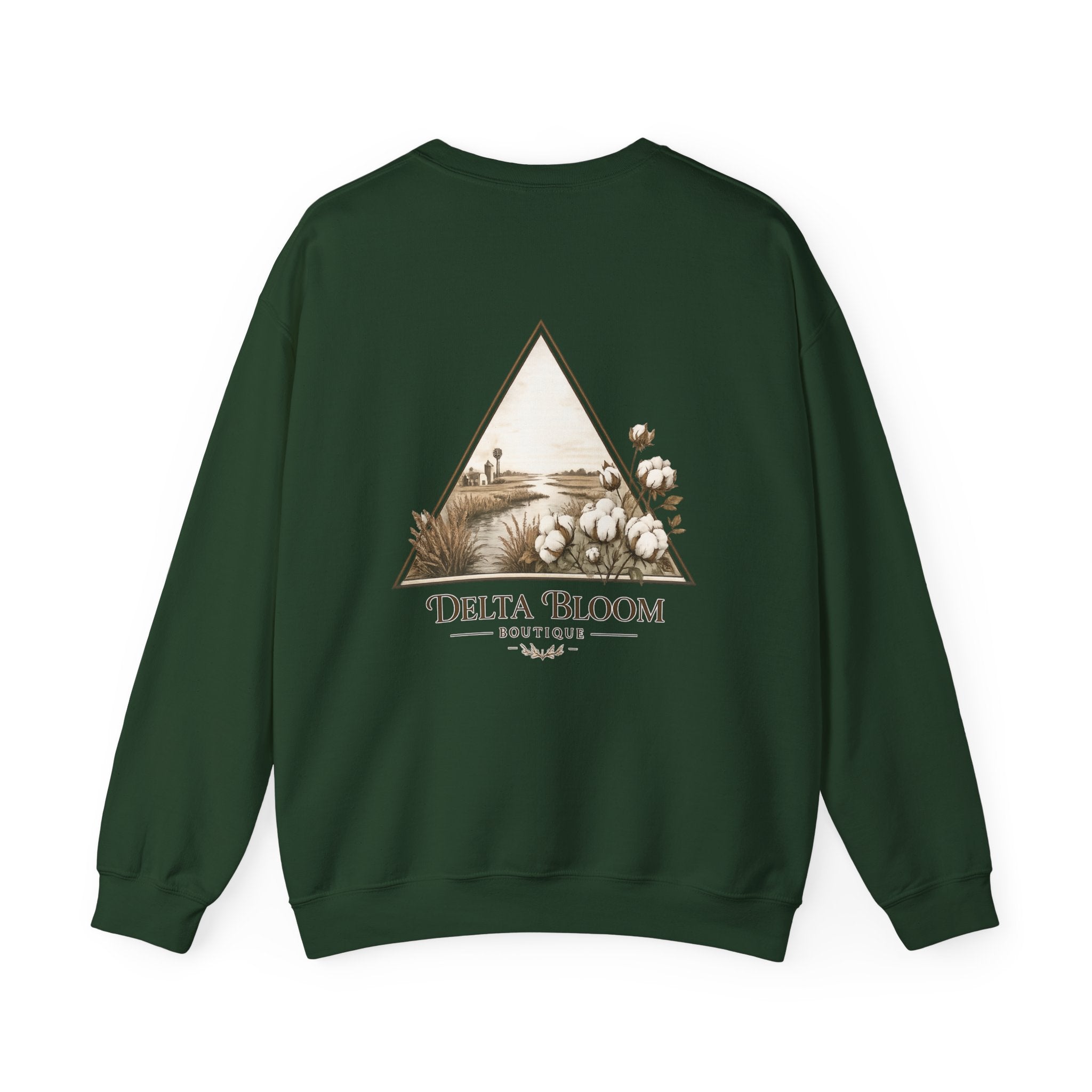 Delta Bloom Crewneck Sweatshirt — Botanical Triangle Graphic