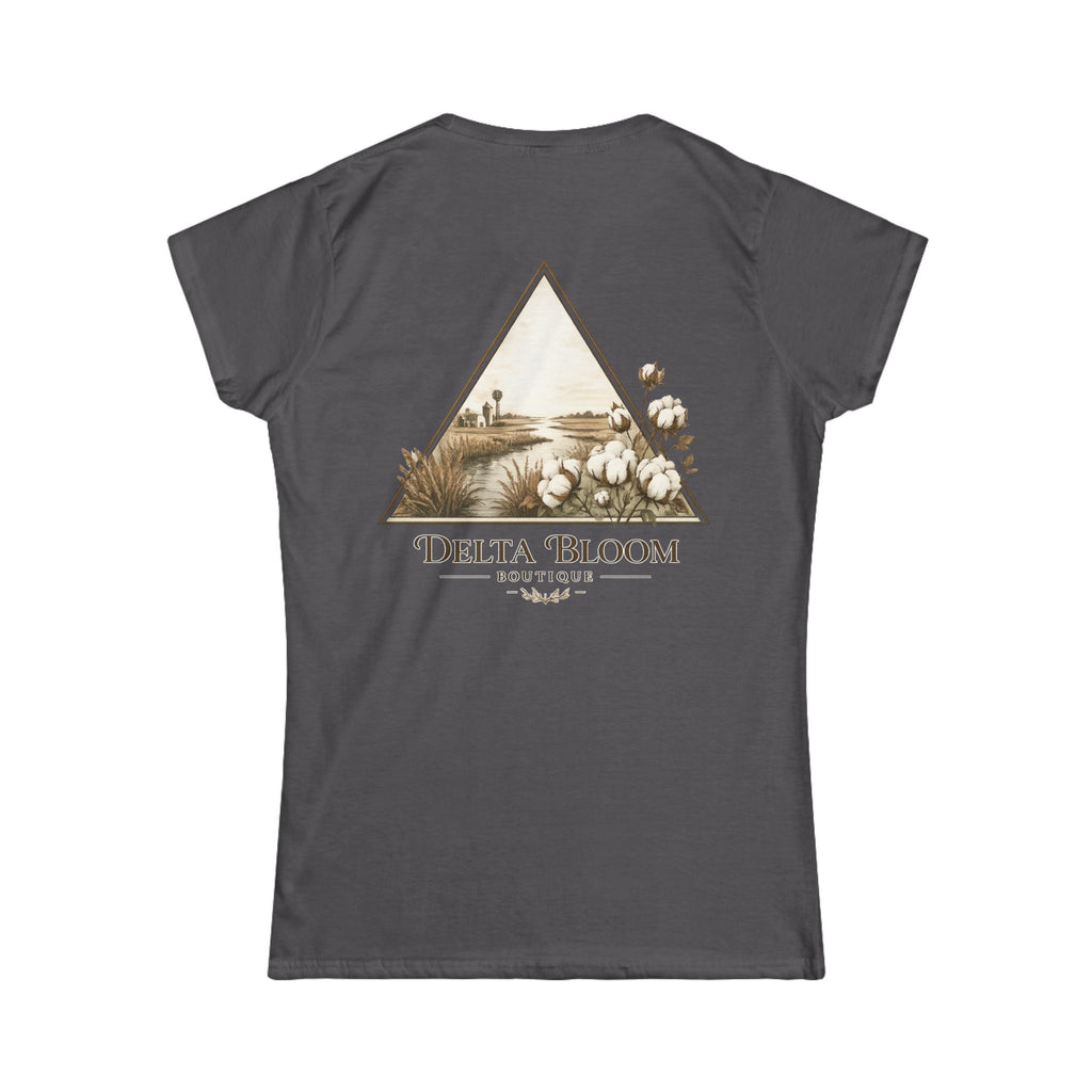 Delta Bloom Boutique Tee — Floral Triangle Logo Women's Tee