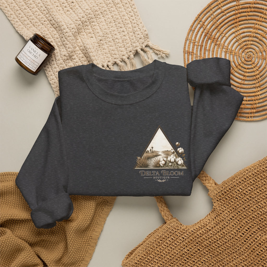 Delta Bloom Crewneck Sweatshirt — Botanical Triangle Graphic