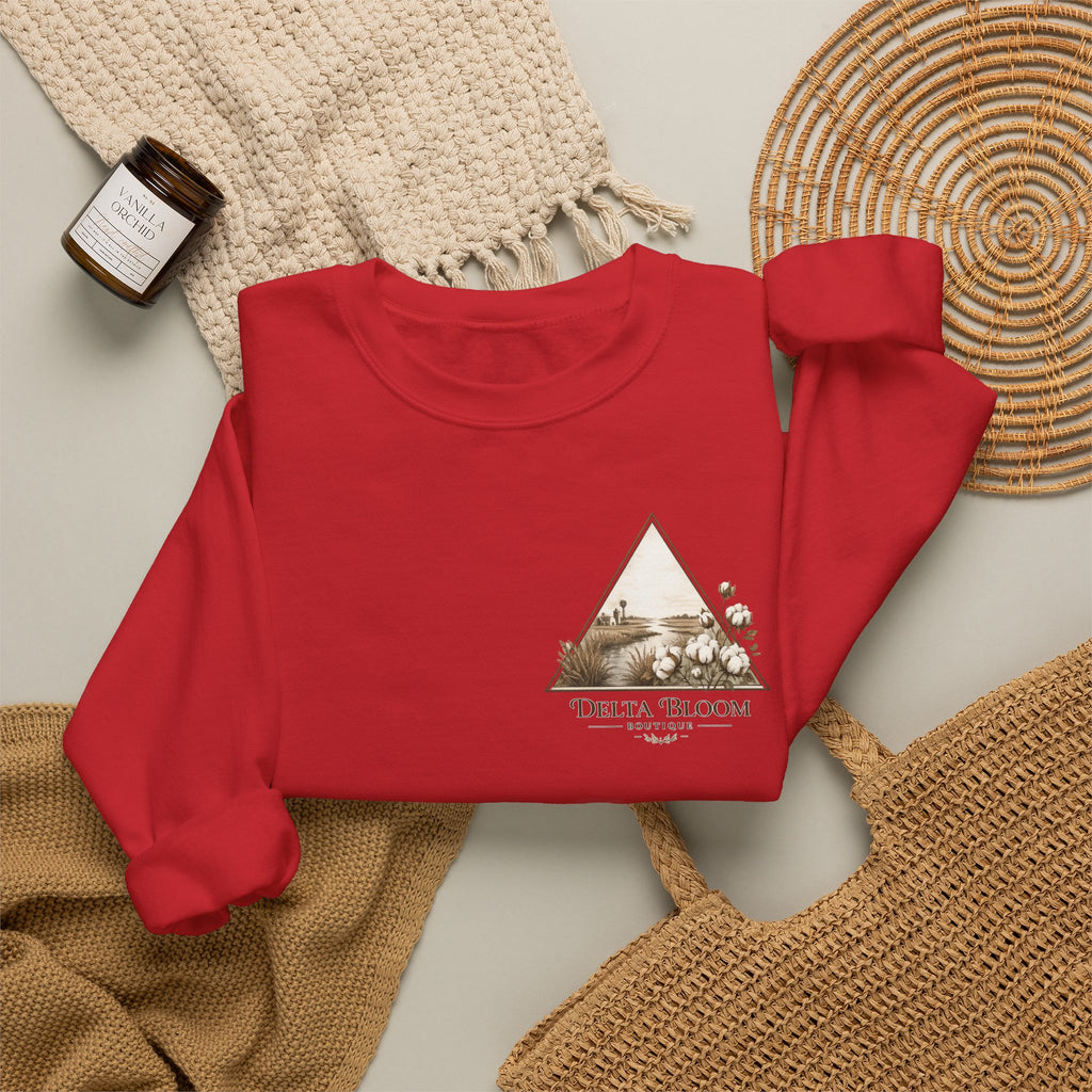Delta Bloom Crewneck Sweatshirt — Botanical Triangle Graphic
