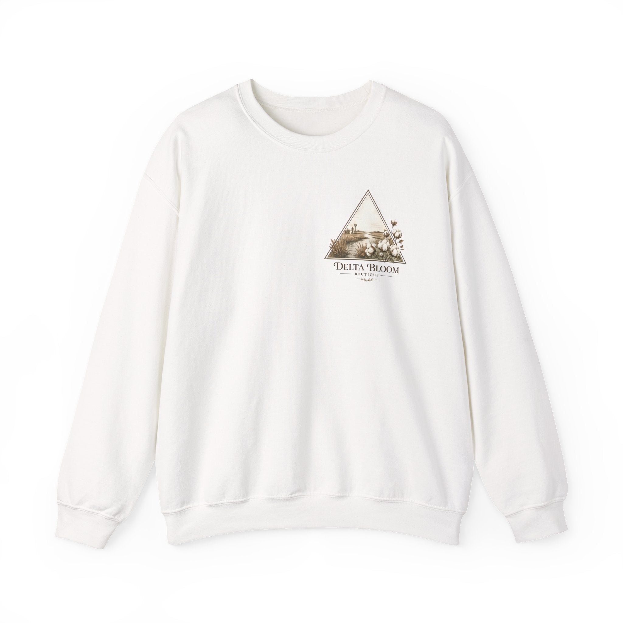 Delta Bloom Crewneck Sweatshirt — Botanical Triangle Graphic