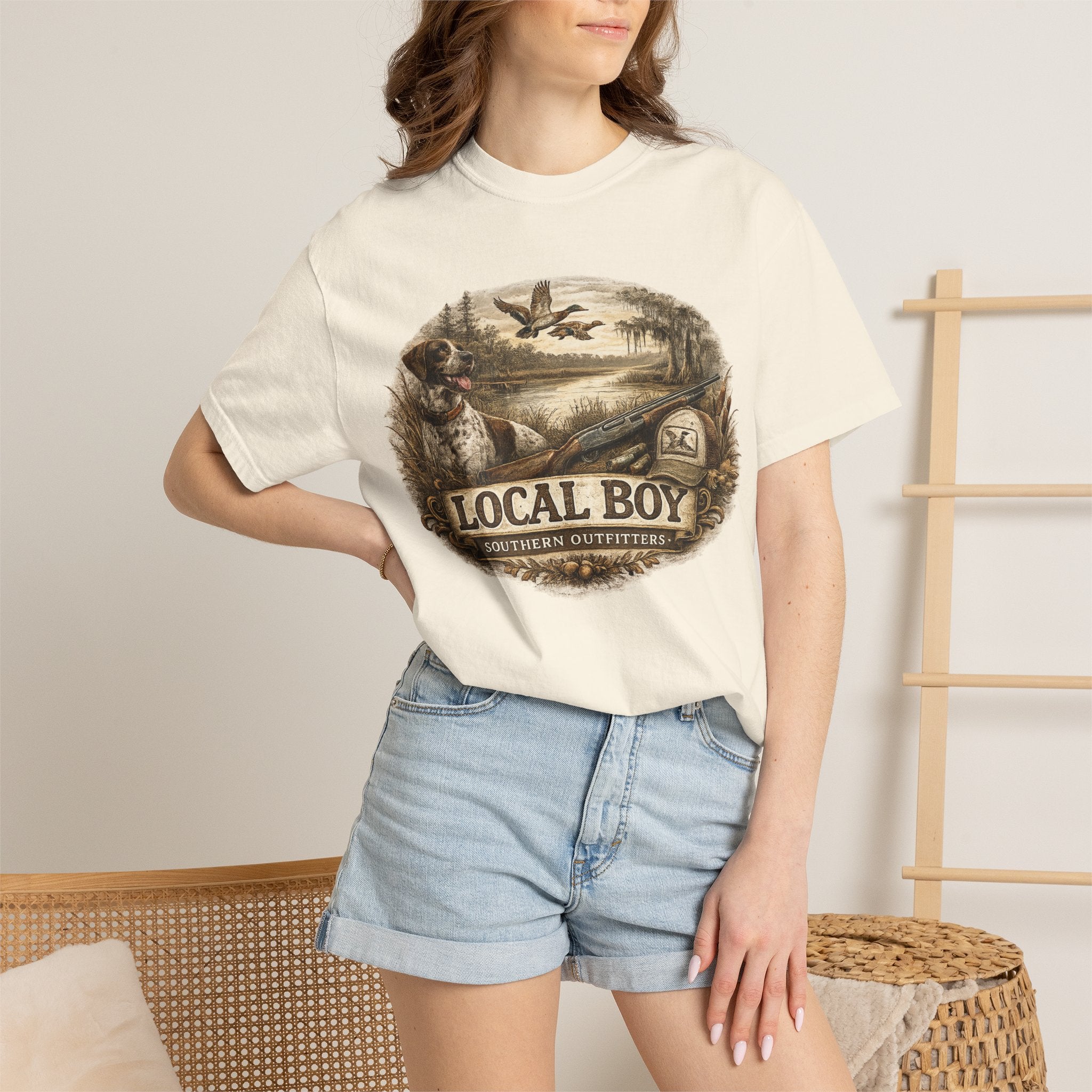 Local Boy Outdoor T‑Shirt — Vintage Hunting & Fishing Graphic