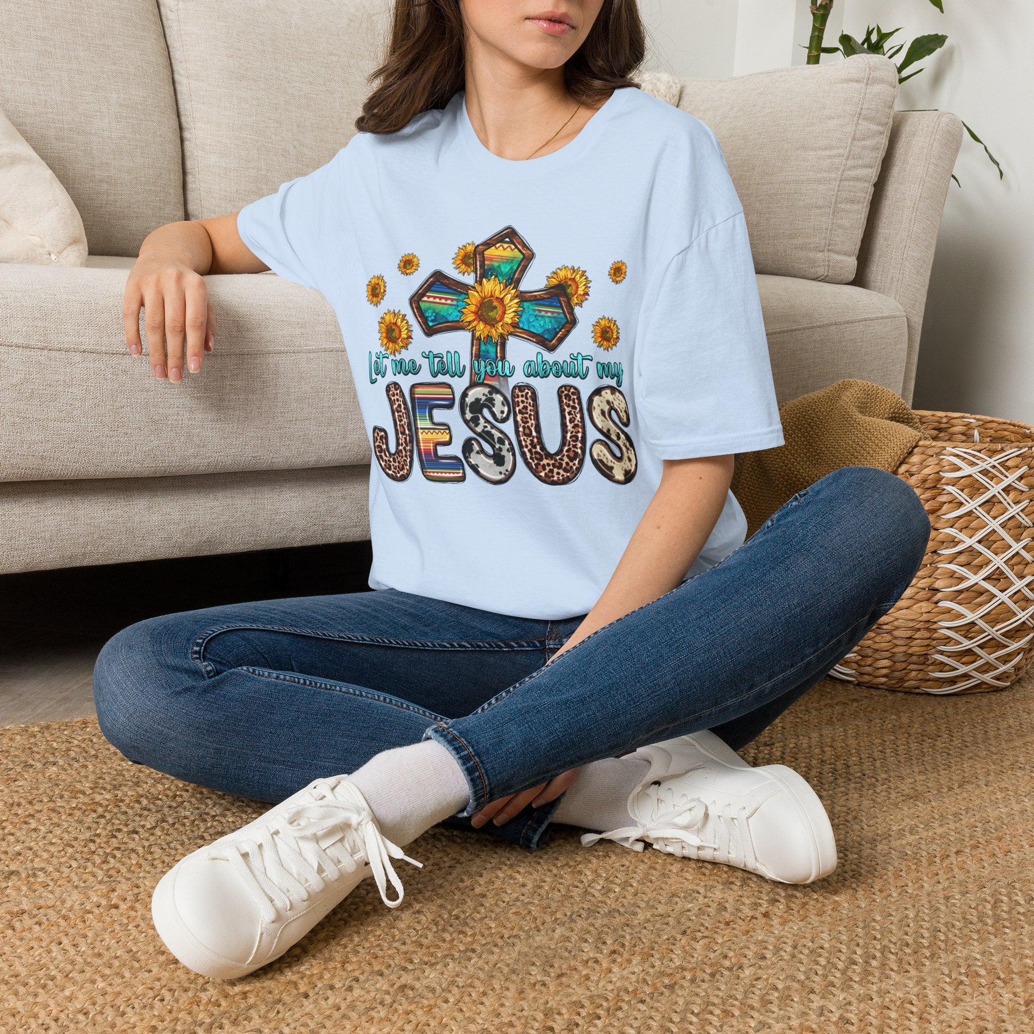 Jesus Sunflower Cross T-Shirt — It’s Me Tell You About My Jesus Graphic Tee