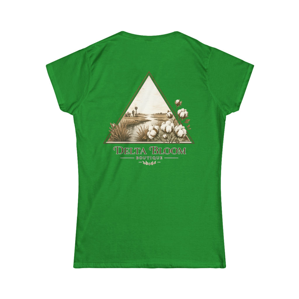 Delta Bloom Boutique Tee — Floral Triangle Logo Women's Tee