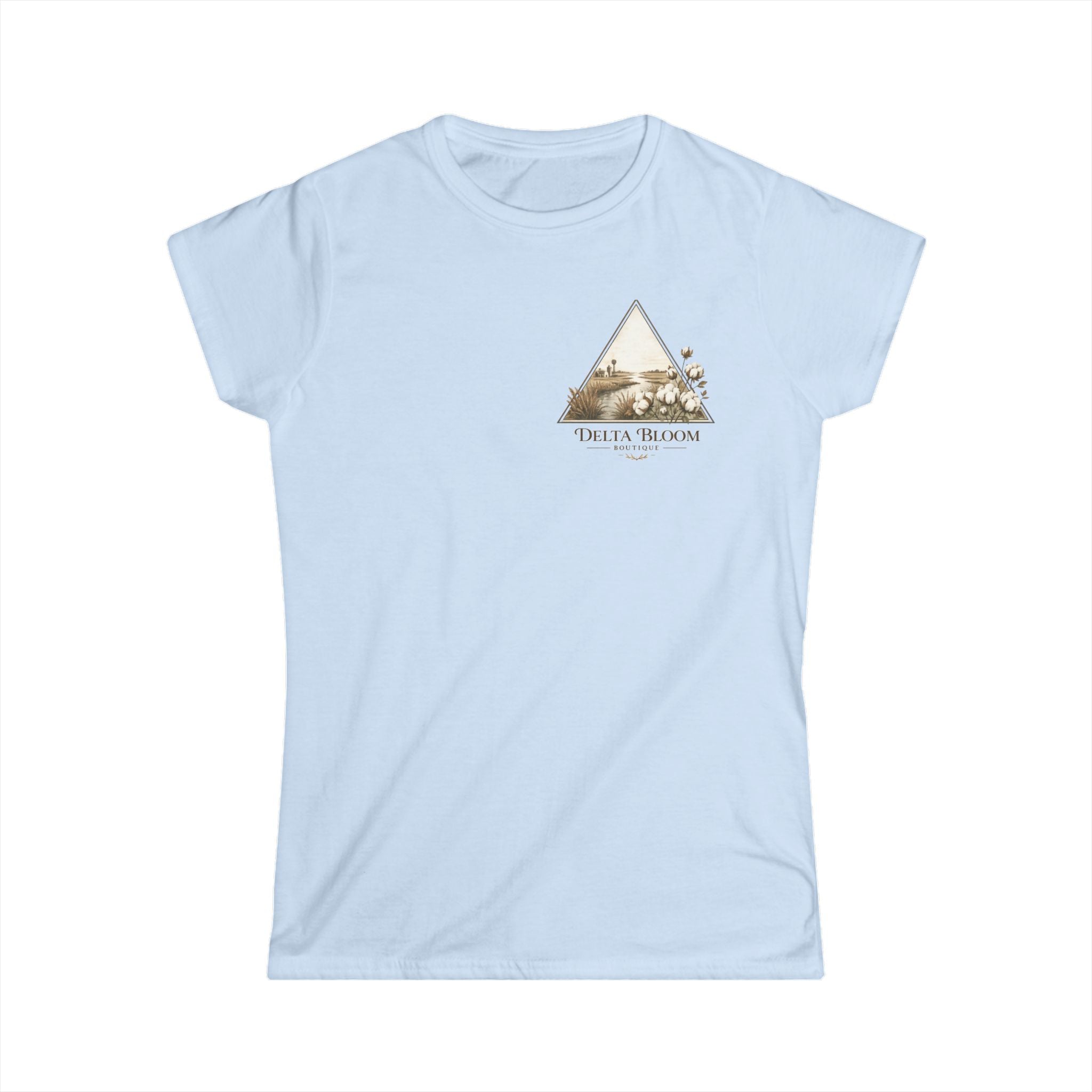 Delta Bloom Boutique Tee — Floral Triangle Logo Women's Tee