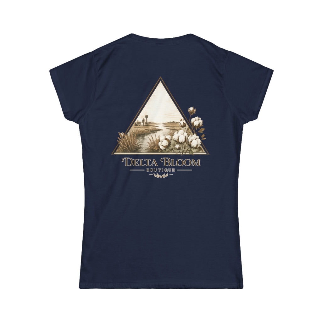 Delta Bloom Boutique Tee — Floral Triangle Logo Women's Tee
