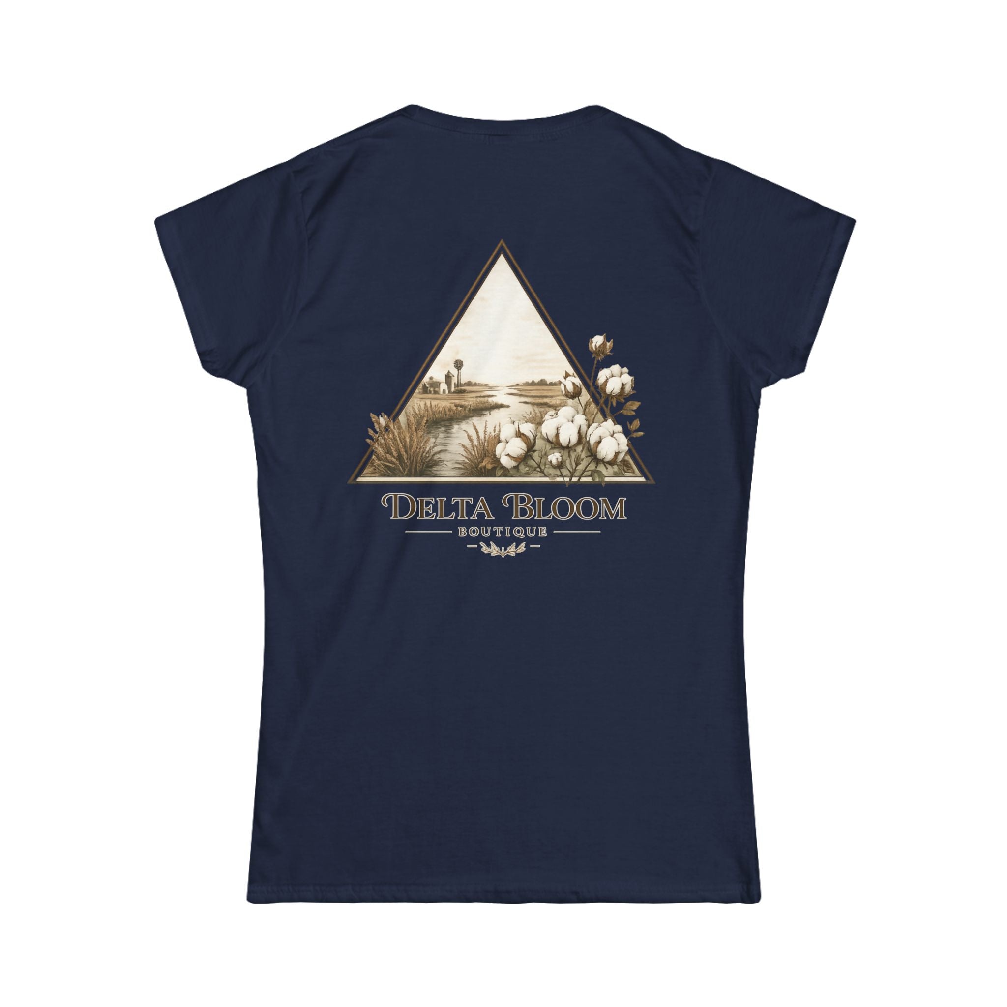 Delta Bloom Boutique Tee — Floral Triangle Logo Women's Tee