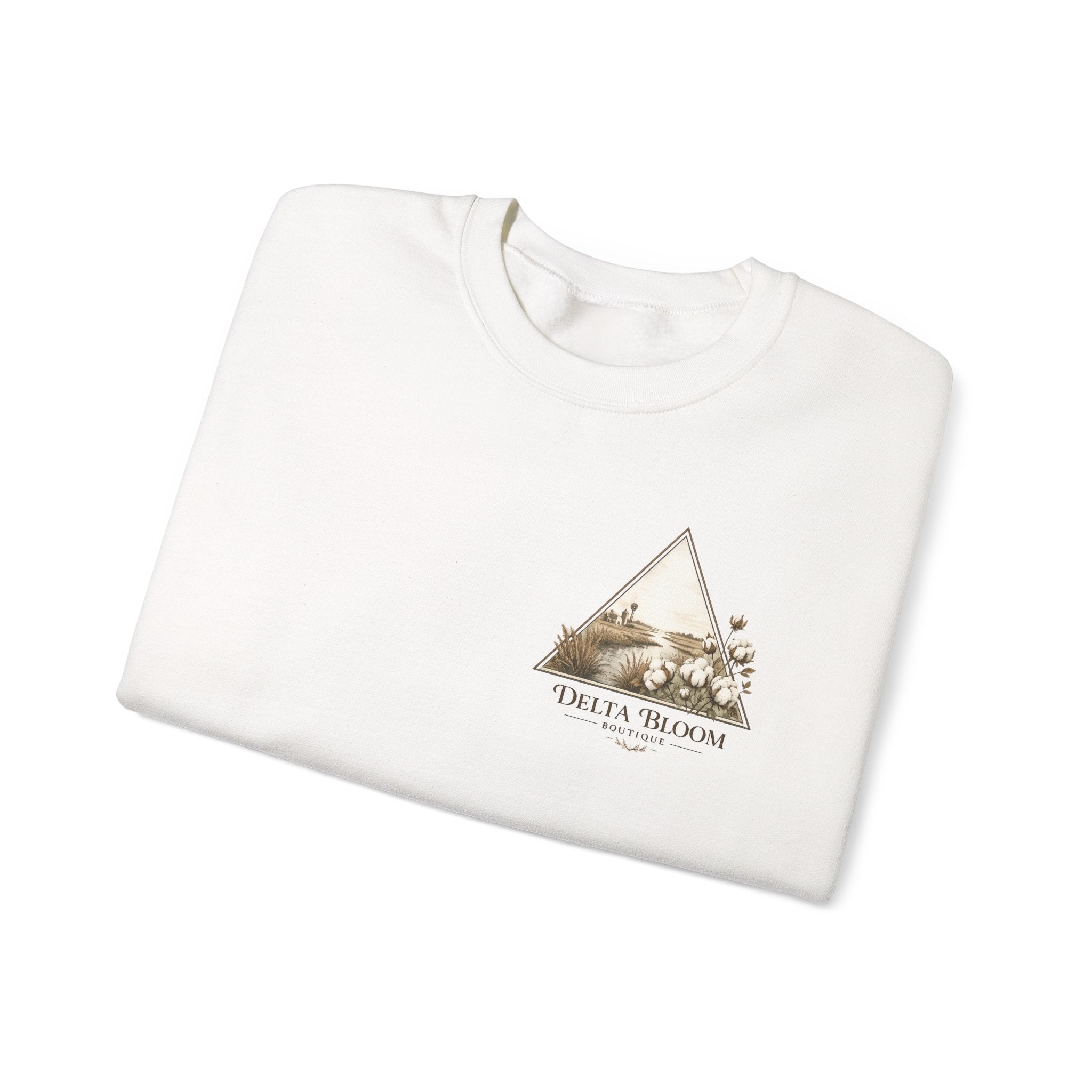 Delta Bloom Crewneck Sweatshirt — Botanical Triangle Graphic